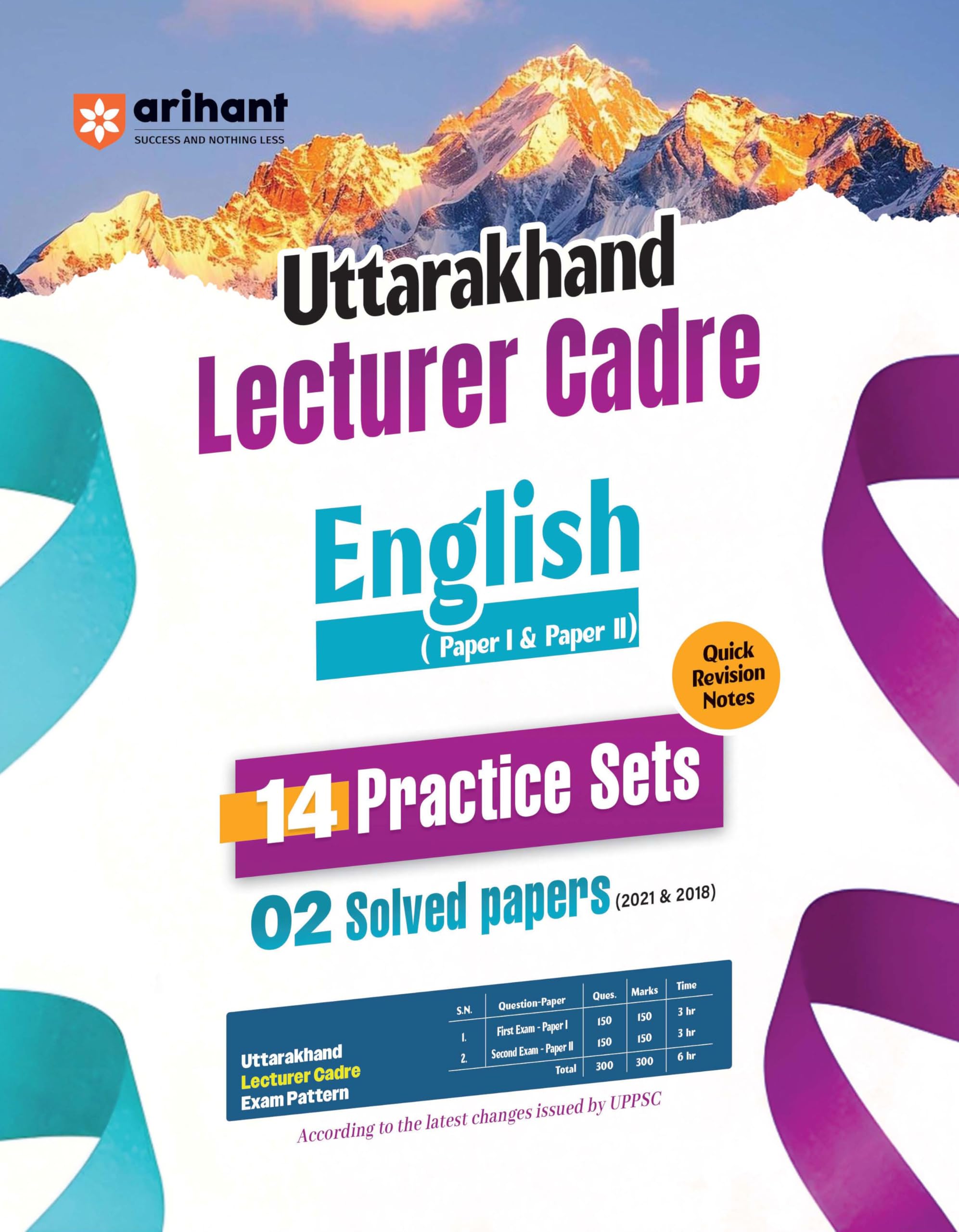 Arihant Uttarakhand Lecturer Cadre Exam | English (Paper I & II) | 14 Practice Sets with 2 Solved Papers (2018 & 2021) | Quick R