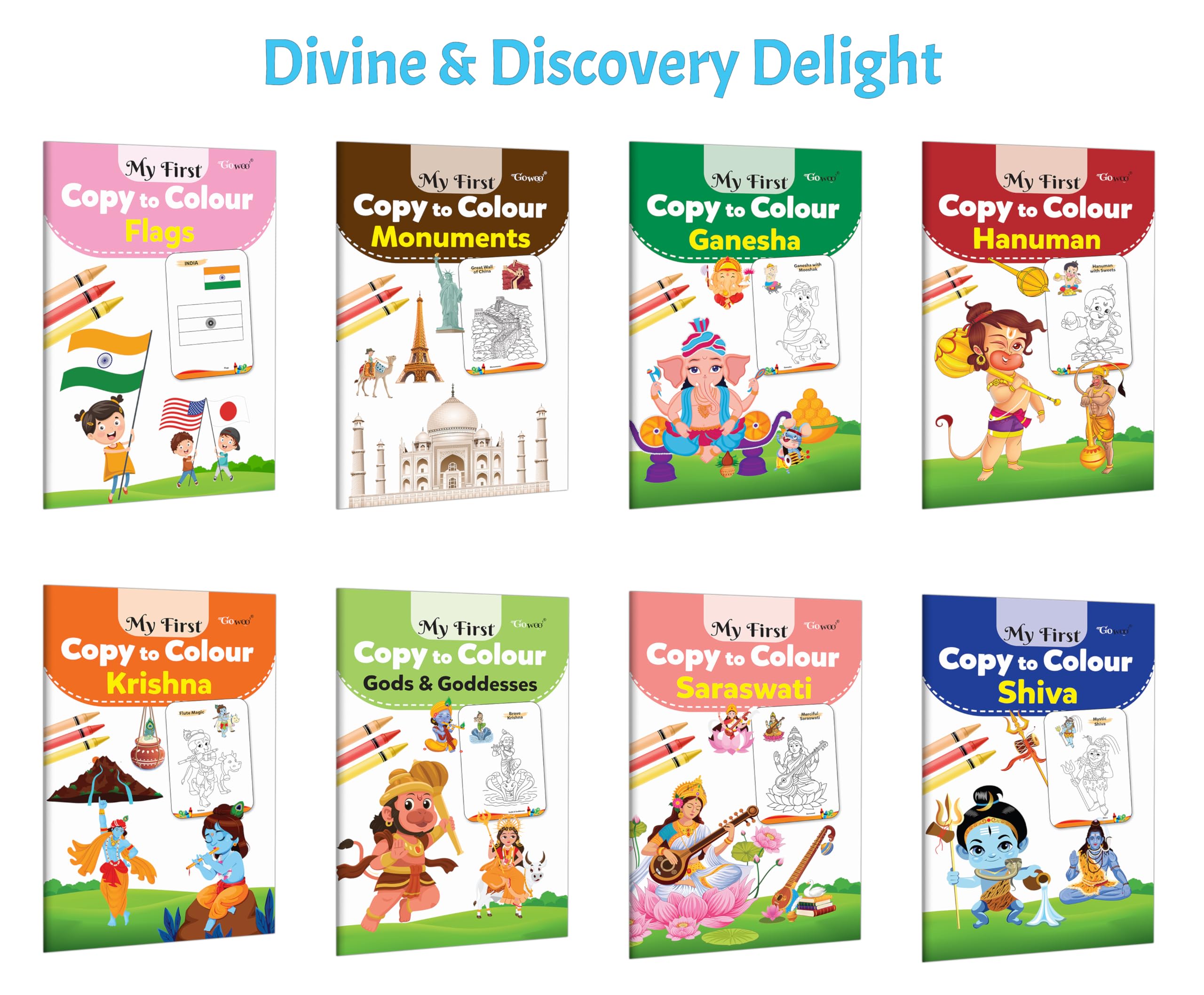 My First Copy to Colour  Flags, Monuments, Ganesha, Hanuman and more : Mythology & culture colouring, Creative learning for ki