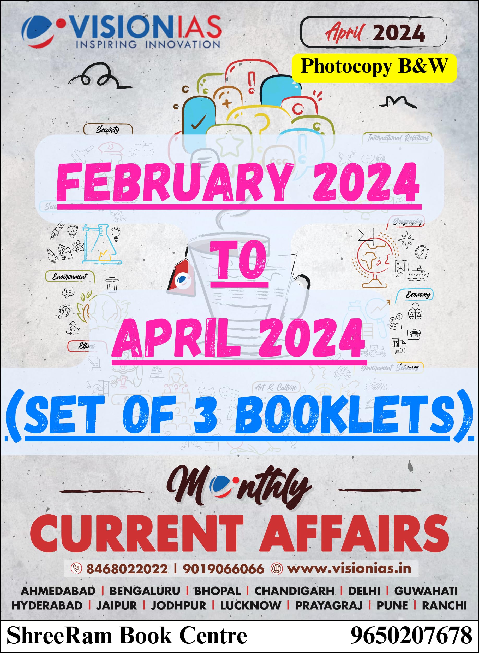 Vision IAS Monthly Current Affairs Magazine FEBRUARY 2024 to APRIL 2024 | Set of 3 Booklets | For UPSC Civil Services 202425 Ex