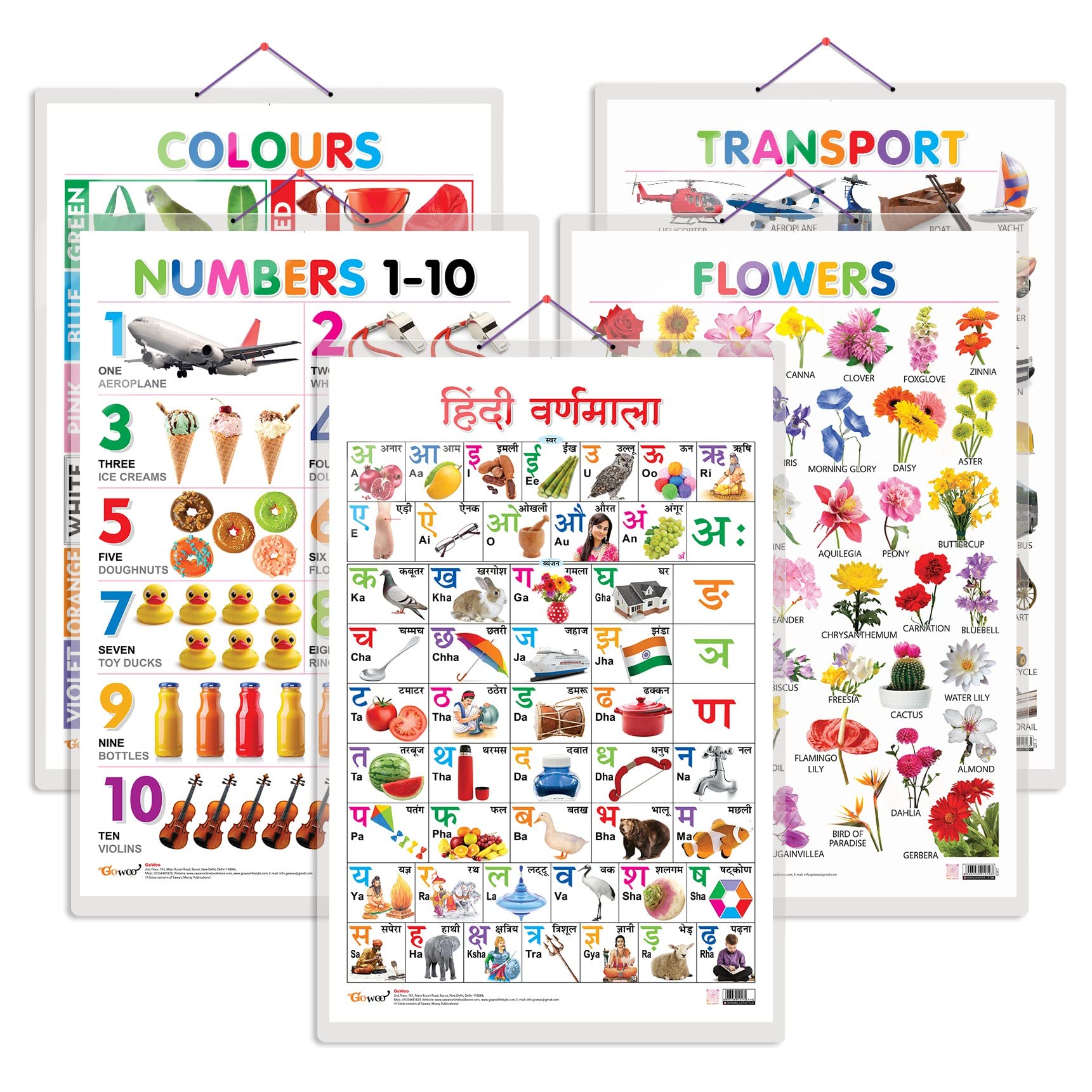 ChildS First Learning Experience Through Charts | Educational Combo Of 5 Charts (V3) [Hardcover] Sawan