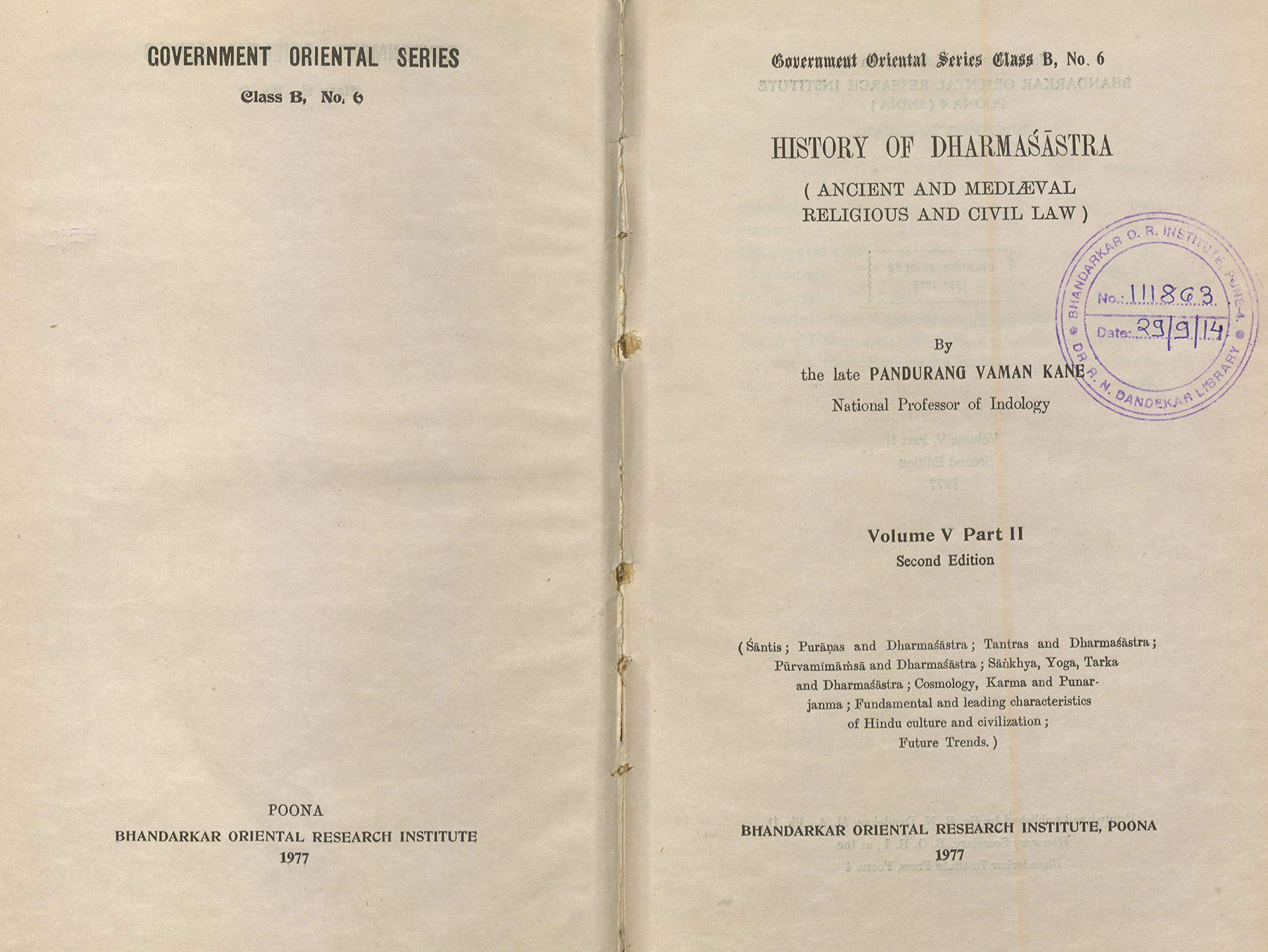 History of Dharmasastra  Volume 5 Part 2