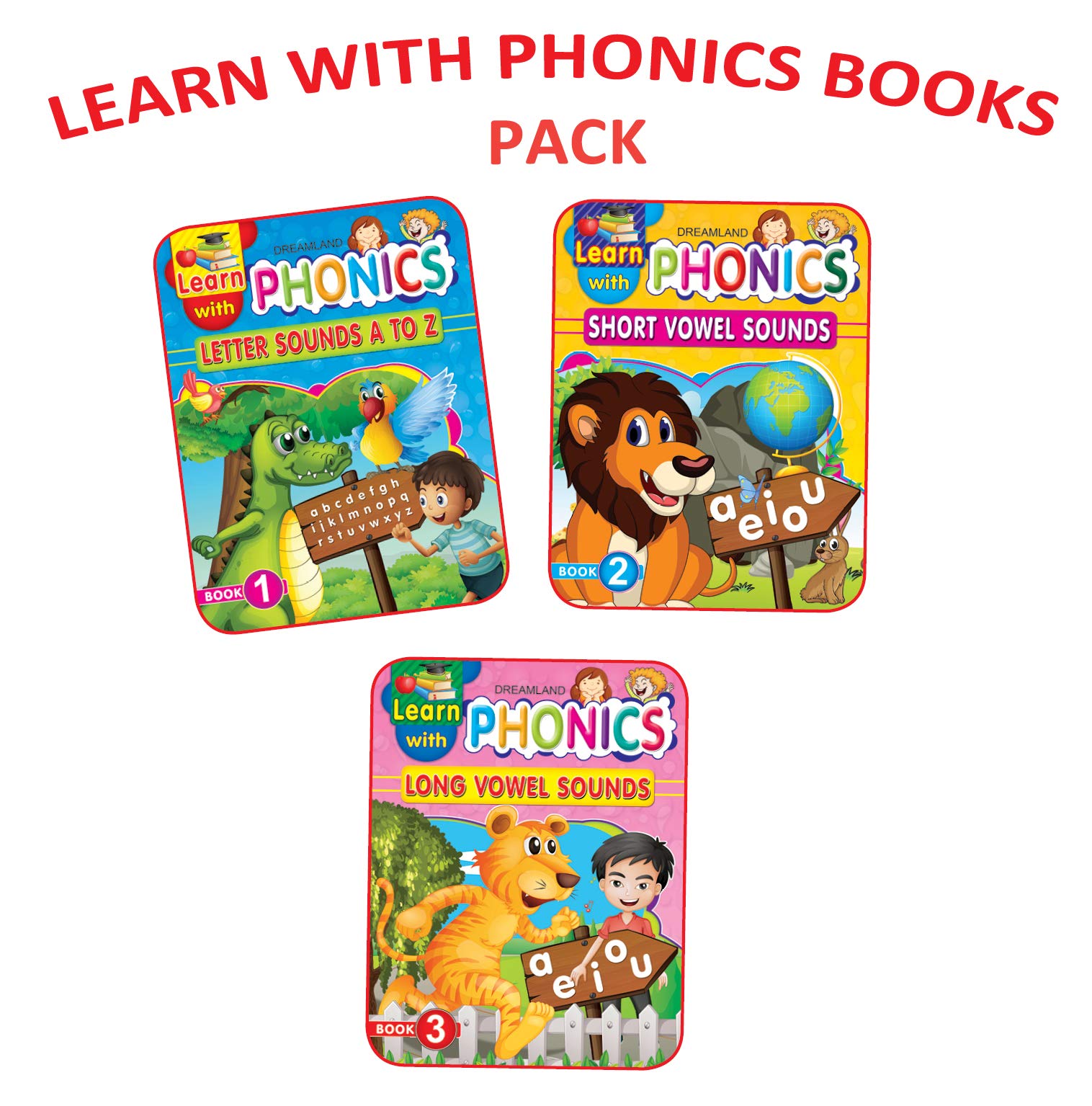 Learn with Phonics Activity Books  Pack 1 (3 Titles) | Early Reading Workbook Set for Kids Age 410 | Letter Sounds A to Z, Sho