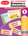EvanMoor Skill Sharpeners Grammar and Punctuation Workbook, Grade 1, Nouns, Verbs, Sentence Structure, Subject, Predicate, Lang