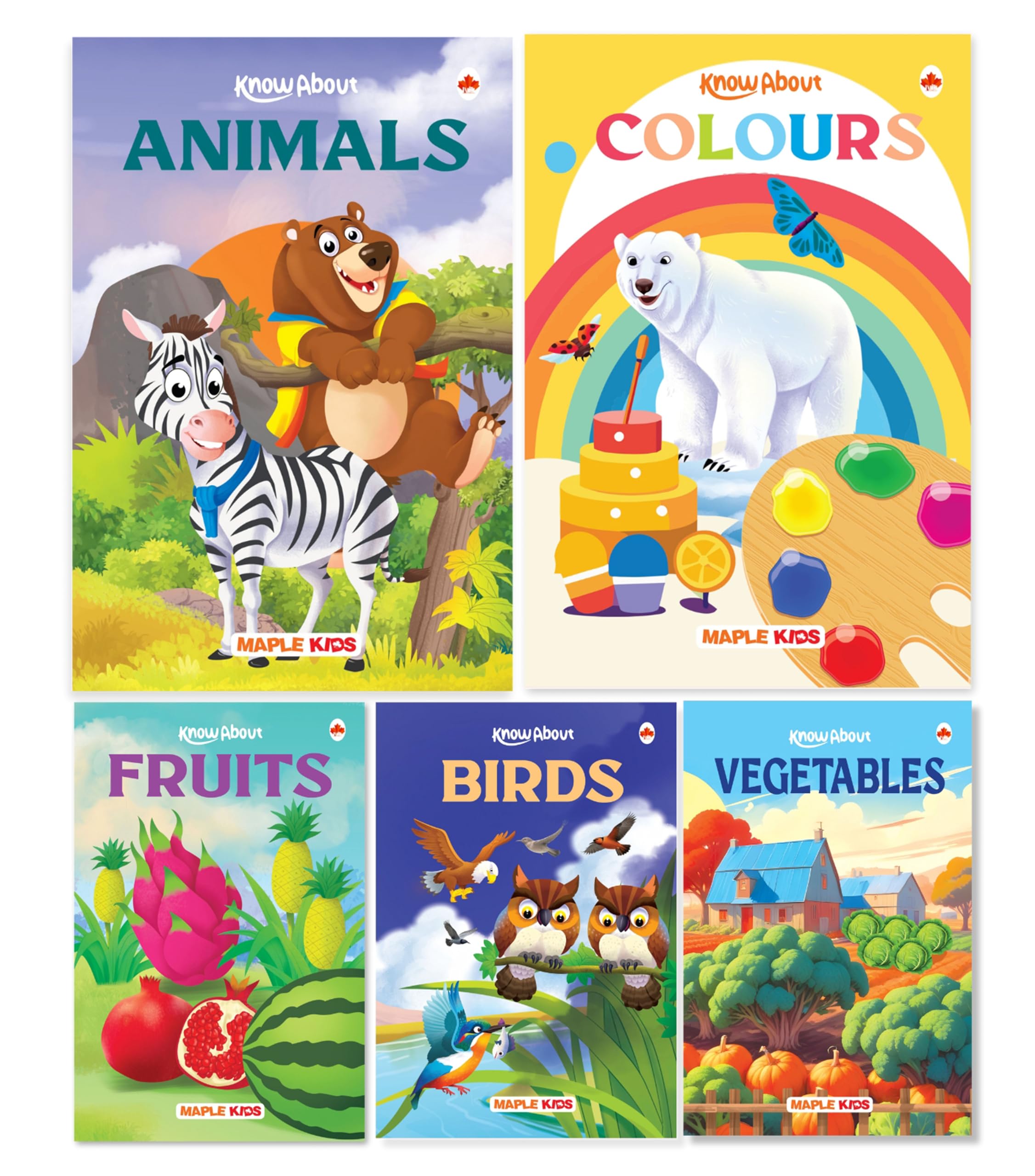My First Rhyming Sentences Books for Kids (Illustrated) (Colourful) (Set of 5 Books)  Vegetables, Fruits, Colours, Birds, Anima