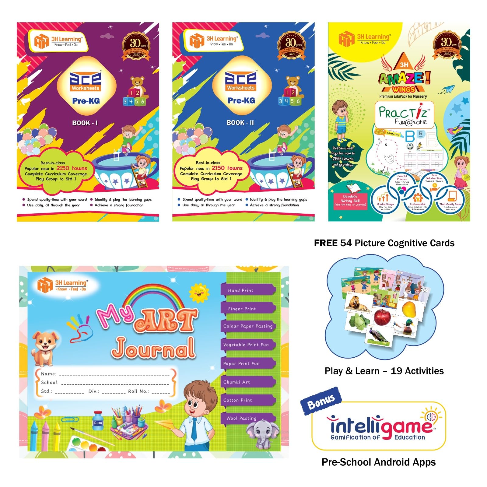 Nursery | Pre Kg Kids (3  4 Yrs) Cbse 368 Pages Skill Worksheets + Writing Practice + Art Journal + Free Picture Cards For 19 C