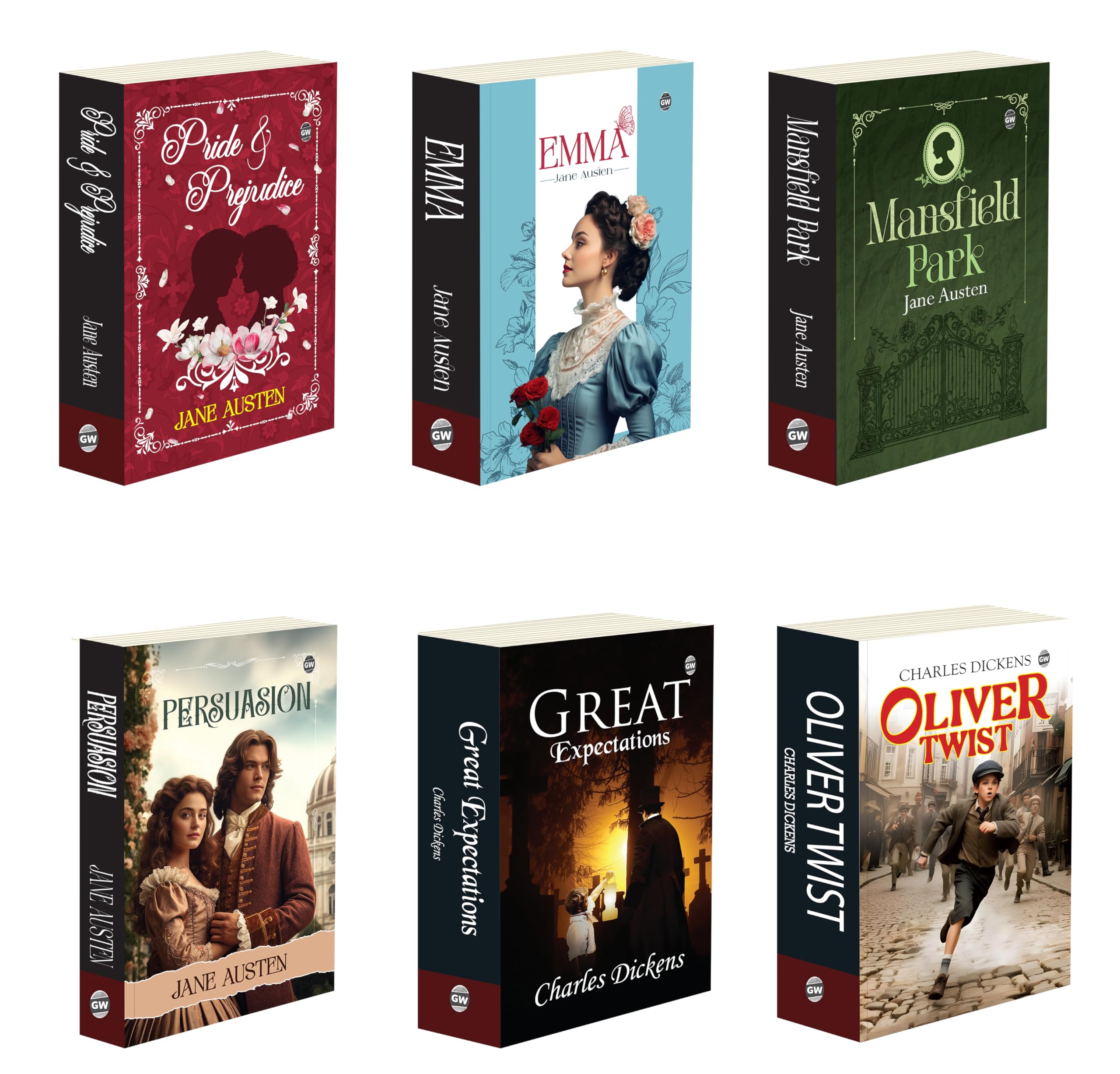 Mansfield Park, Persuasion, Emma, Pride and Prejudice and more : Jane Austen Classics Collection, regency era romance stories, 