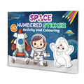 Space Numbered Sticker Activity and Colouring book for age 3+ Kids : Sticker play and color book for children, Sticker activity 