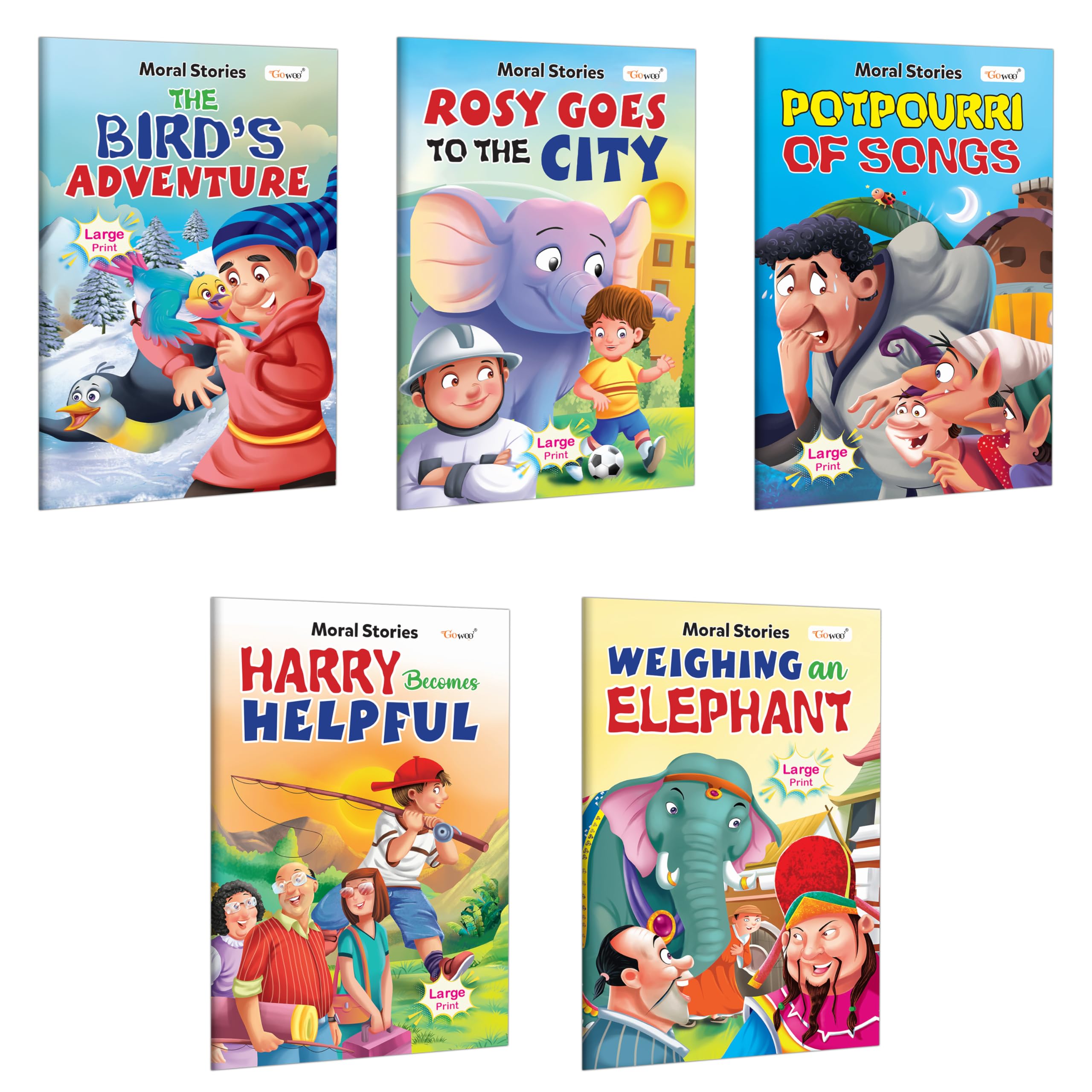 The Birds Adventure, Rosy Goes To The City, Potpourri Of Songs, Harry Becomes Helpful And Weighing An Elephant  Moral Stories