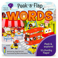 PeekaFlap Words LiftaFlap Board Book for Curious Minds and Little Learners; Ages 15