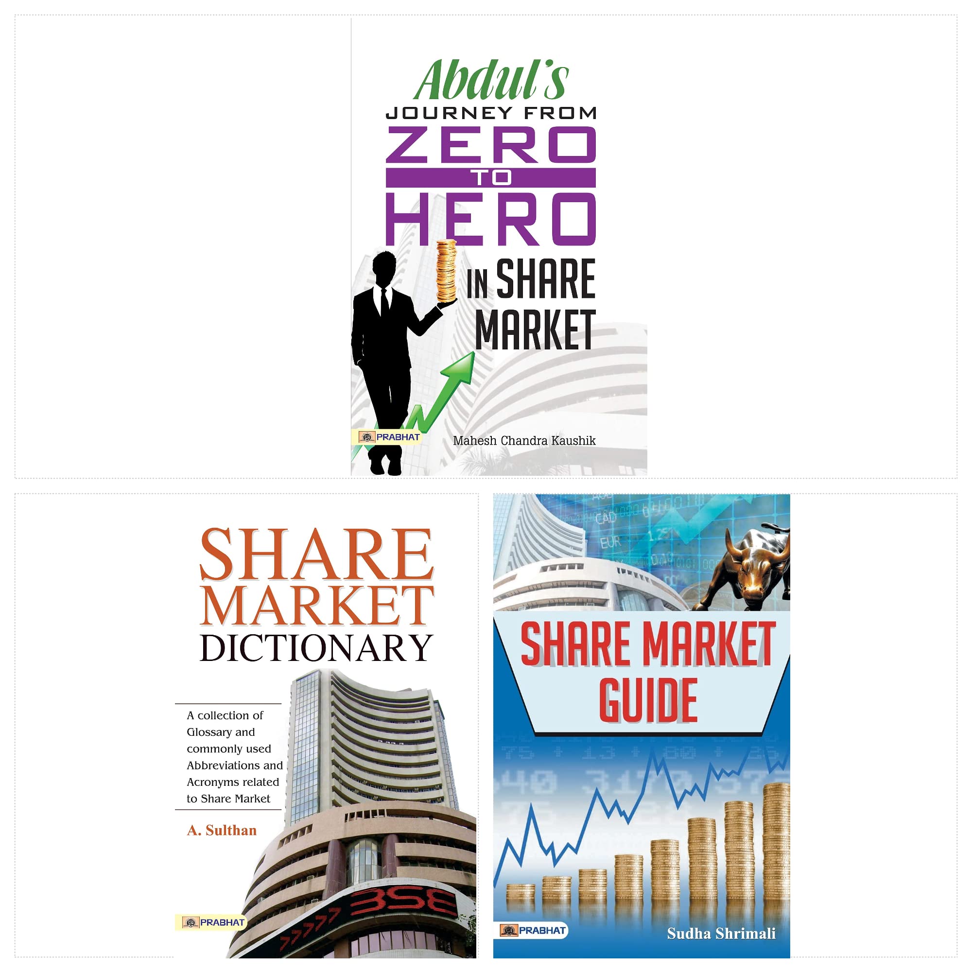 Share Market Dictionary + Abduls Journey from Zero to Hero in the Share Market + Share Market Guide (Set of 3 Books English)