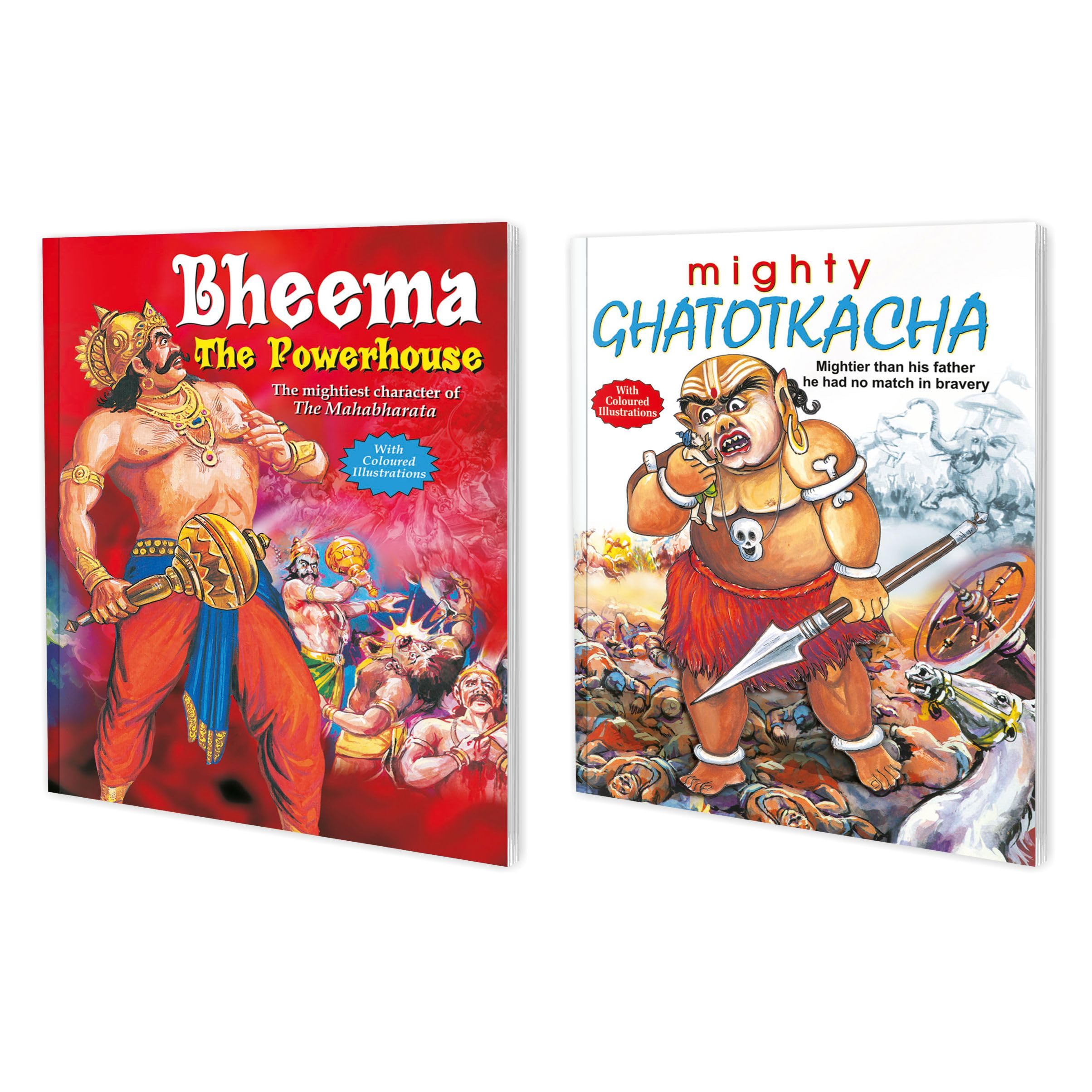 Set Of 2 Books | Children Story Books : Bhima : The Powerhouse And Mighty Ghatotkacha