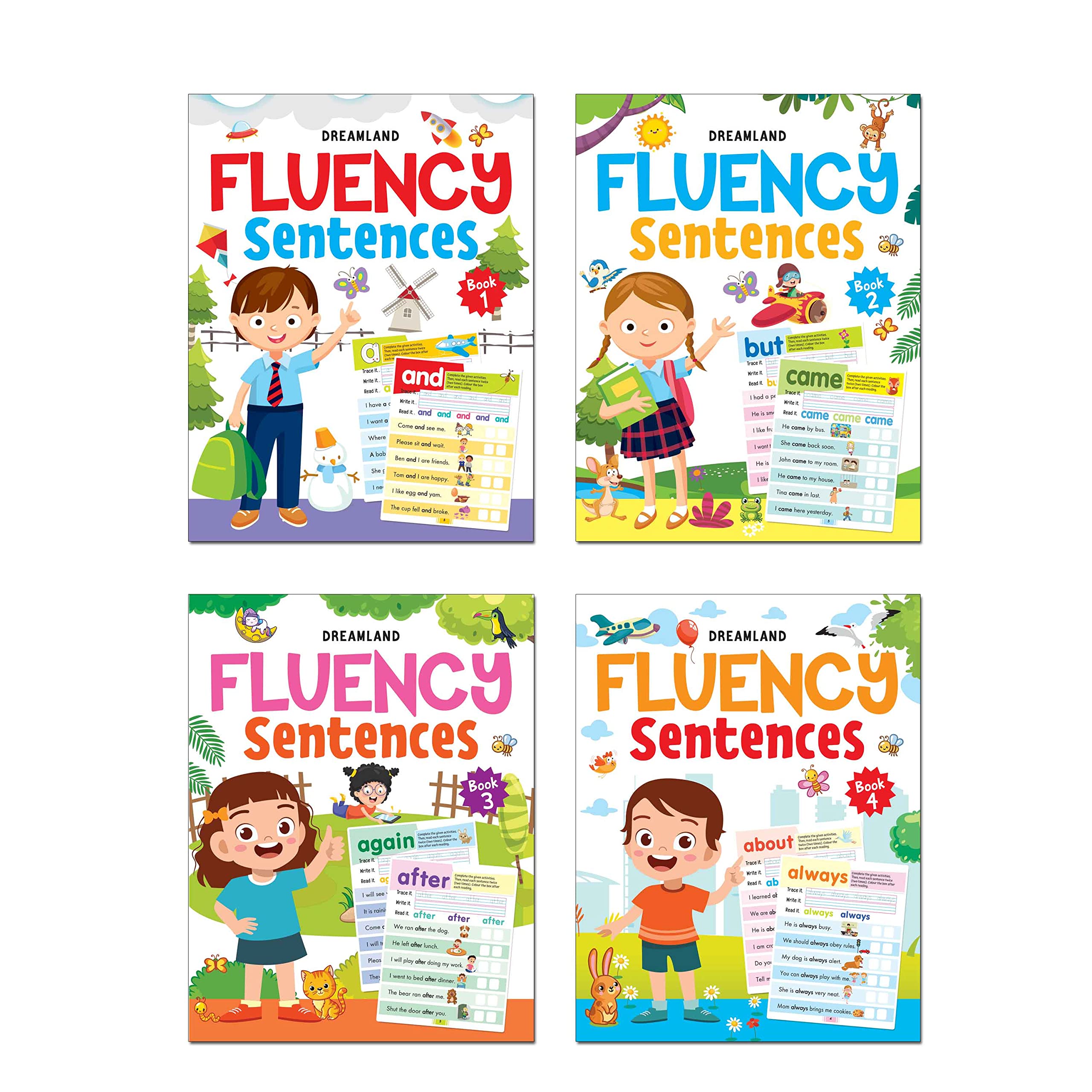 Fluency Sentences Books Pack For Kids Age 47 Years | Set Of 4 Early Learning Books To Build Reading, Writing & Vocabulary Skill