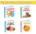Baby board books collection  ABC, Wild Animals Fruits and Numbers : preschooler starter book set, interactive board books for e