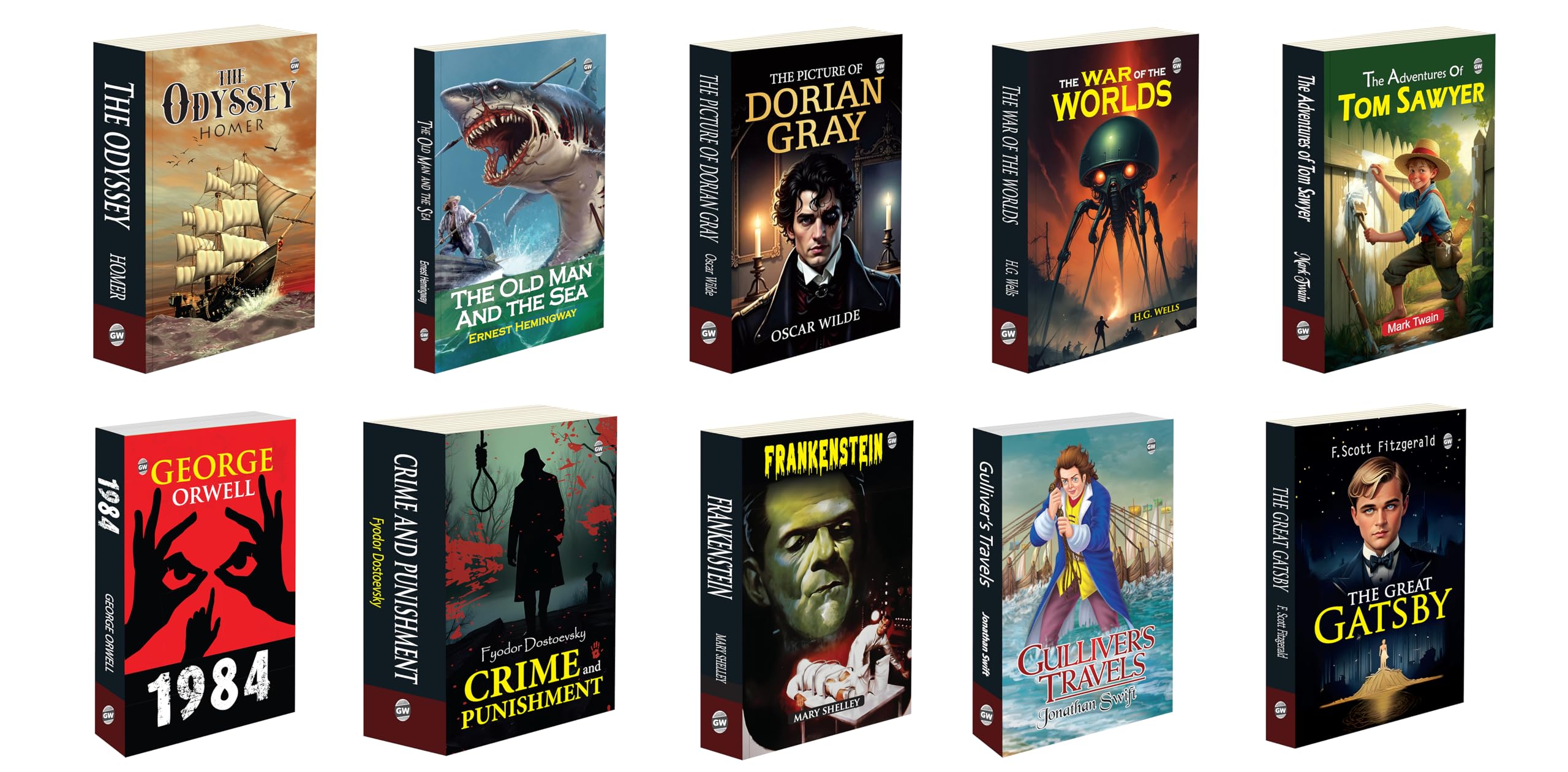 1984, The Great Gatsby, Crime and Punishment, Frankenstein, Gullivers Travels and more Novels : Book Ultimate Set, Classic Novel