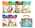 My First Copy to Colour  Alphabet, Birds, Flowers, Fruits, Transport and Vegetables with 10 WAX CRAYONS : Colouring books with 