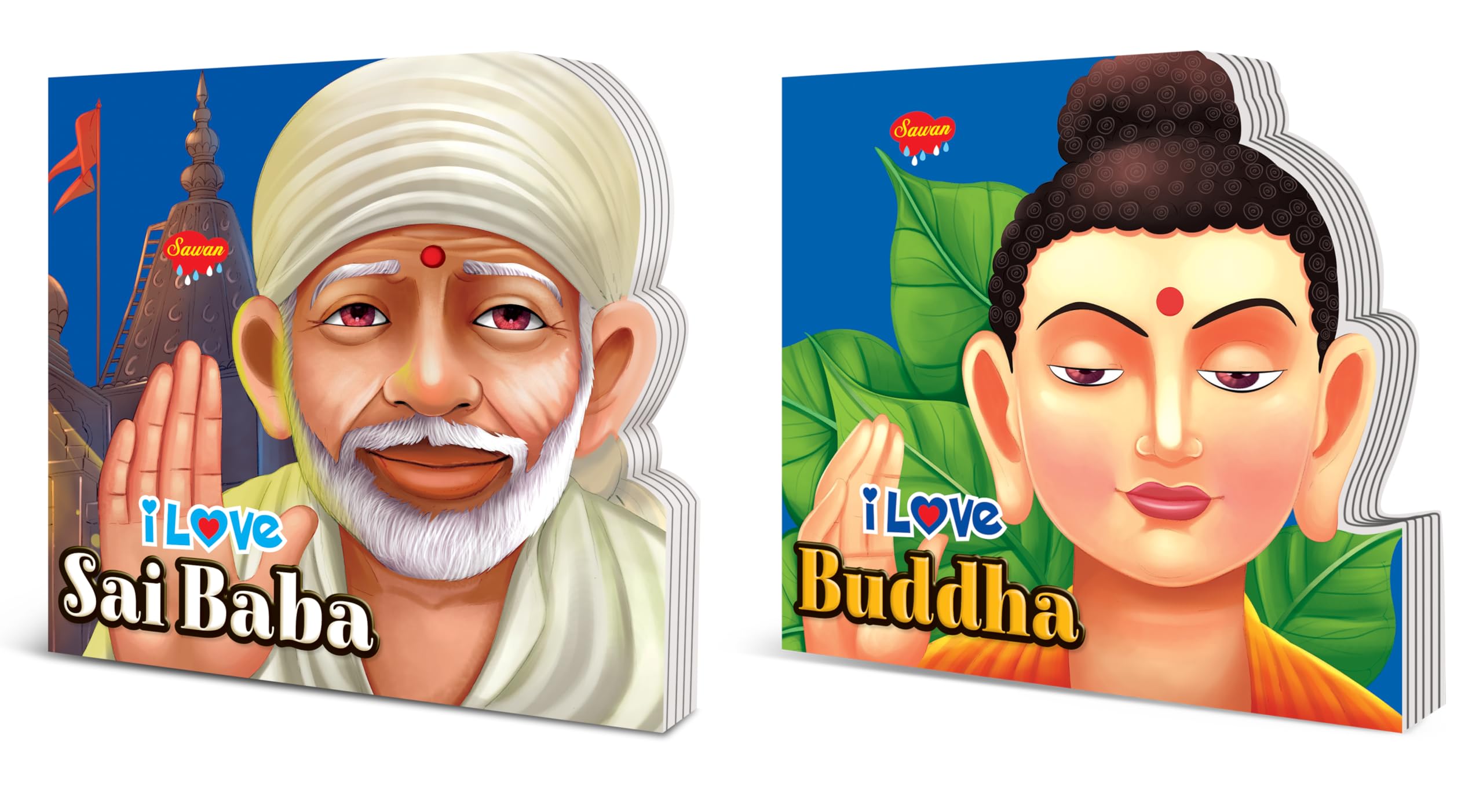 I Love Sai Baba and Buddha Die cut board book for kids : Learning story books for young children, Childrens story book, DieCut 