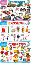 Set Of 3 Books, Educational Table Mats Of Transport, Opposites And My First Words And Three Letter Words
