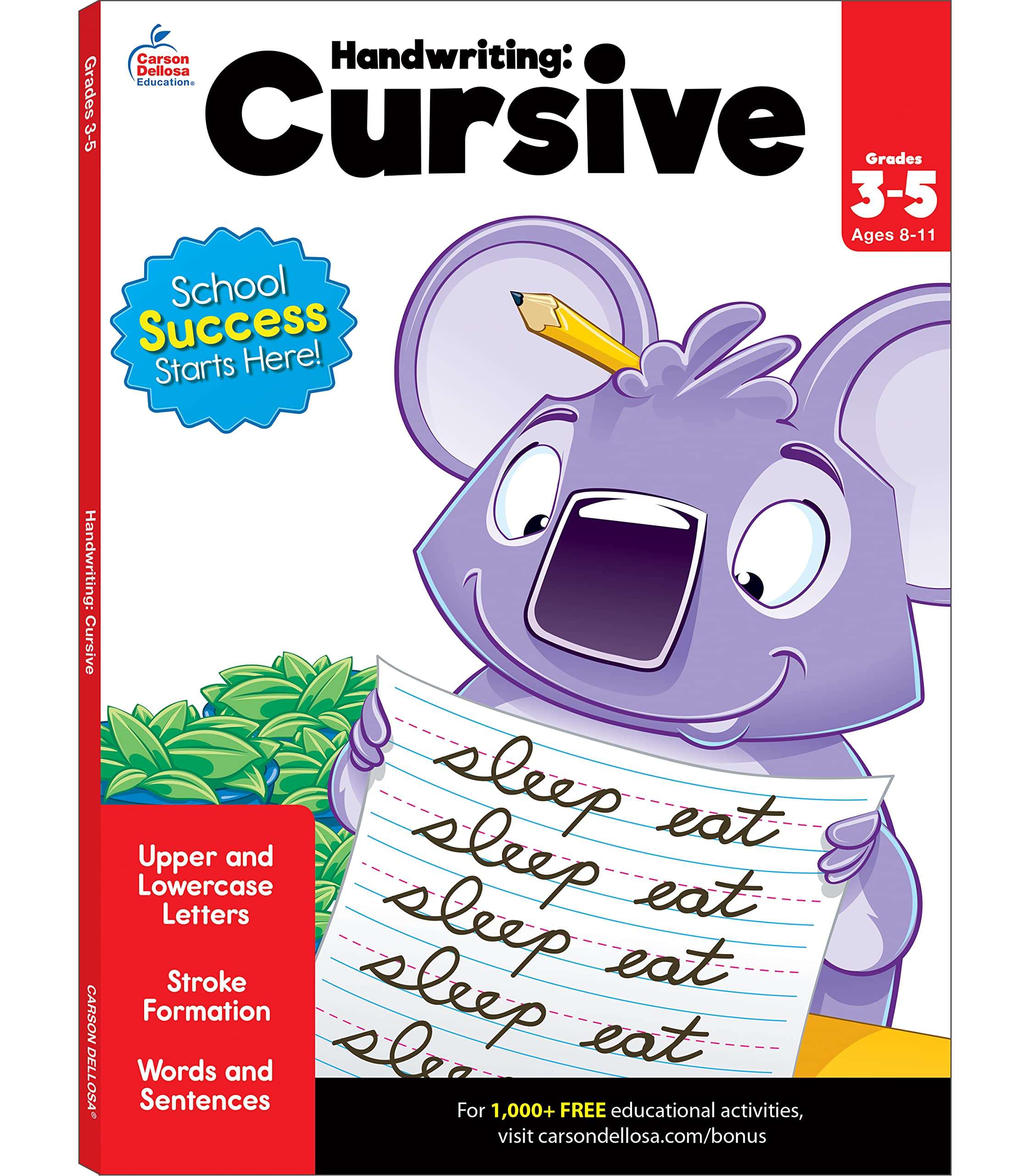 Carson Dellosa Grades 25 Cursive Handwriting Workbook, Writing Book With Sight Words, Sentences, and Letter Tracing Activities,