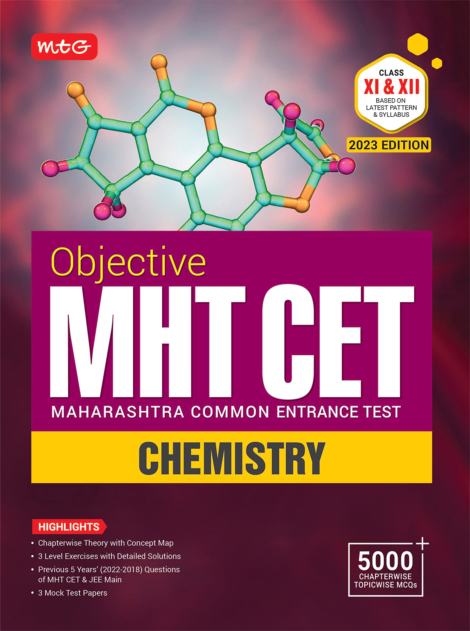 MTG Objective MHT CET Chemistry Books 2023 Exam  MHT CET Engineering Previous Years Solved Papers With Chapterwise Topicwise MC