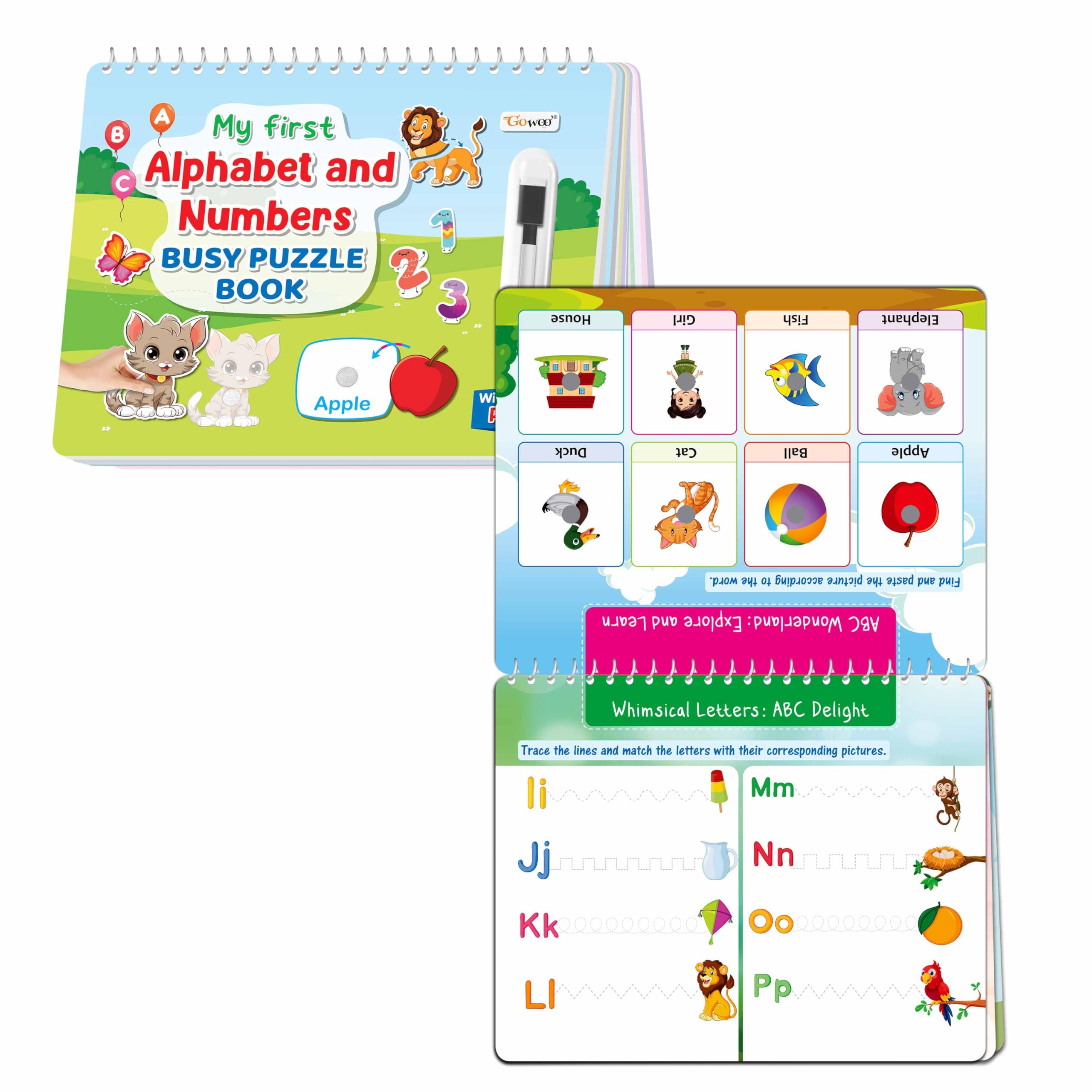 My First Alphabet and Numbers Busy Puzzle Book : Fun alphabet and number activity book for kids, Interactive number busy puzzle