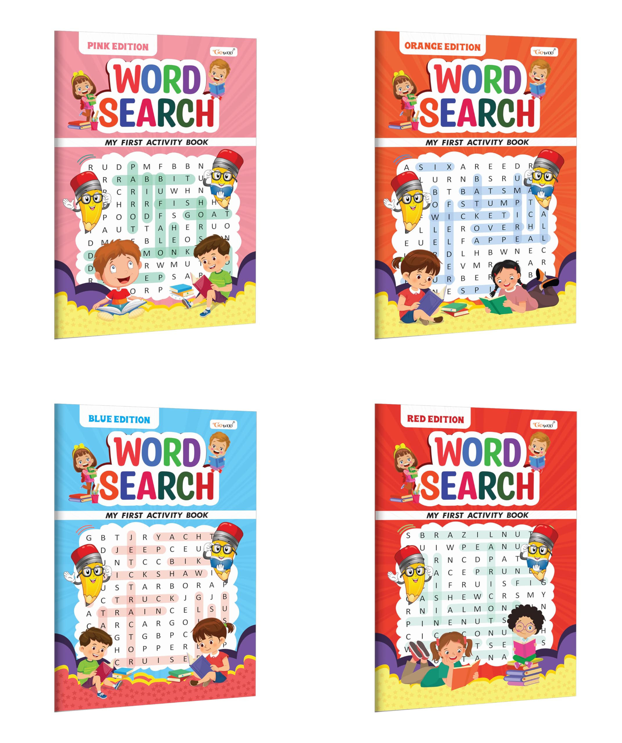My First Activity Book Word Search  Blue, Pink, Orange and Red Edition : Toddler fun learning activity workbook, Learning acti