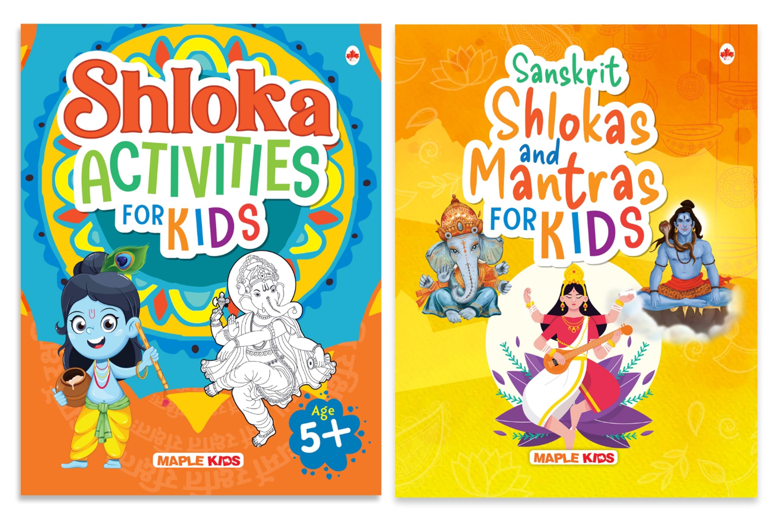 Shlokas & Mantras Books for Kids (Set of 2 Books)  Illustrated Book with Shloka Activity Book for Kids  English, Hindi & Sansk