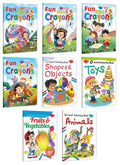 Sawan Present Set Of 8 Colouring Books Level Colouring Book Shapes And Objects, Toys, Fruits And Vegetables, Animals, Fun With C