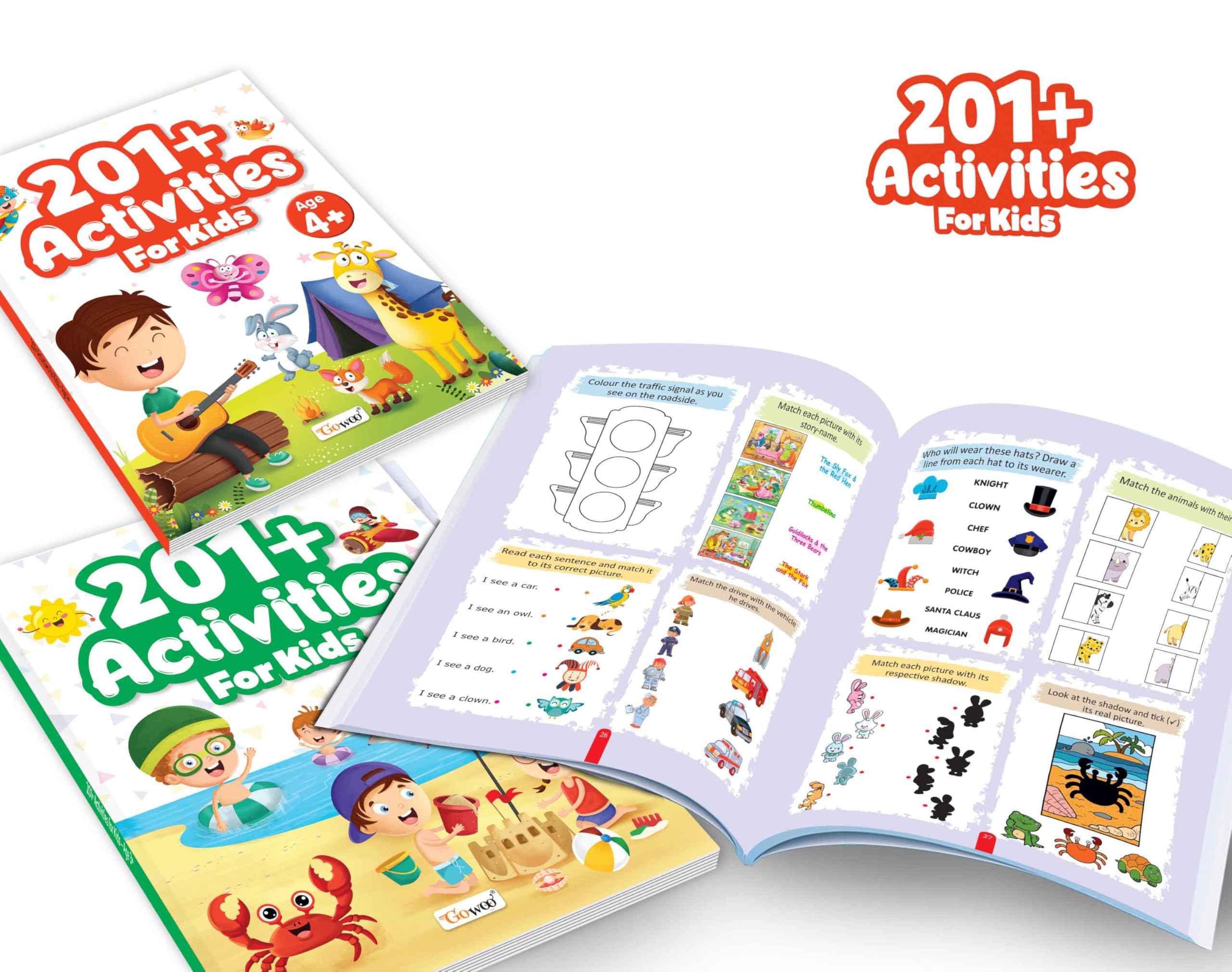 201+ Activities for Kids Age 3 and 4+ : toddler maze and match books, kids visual skill builder books, early brain development a