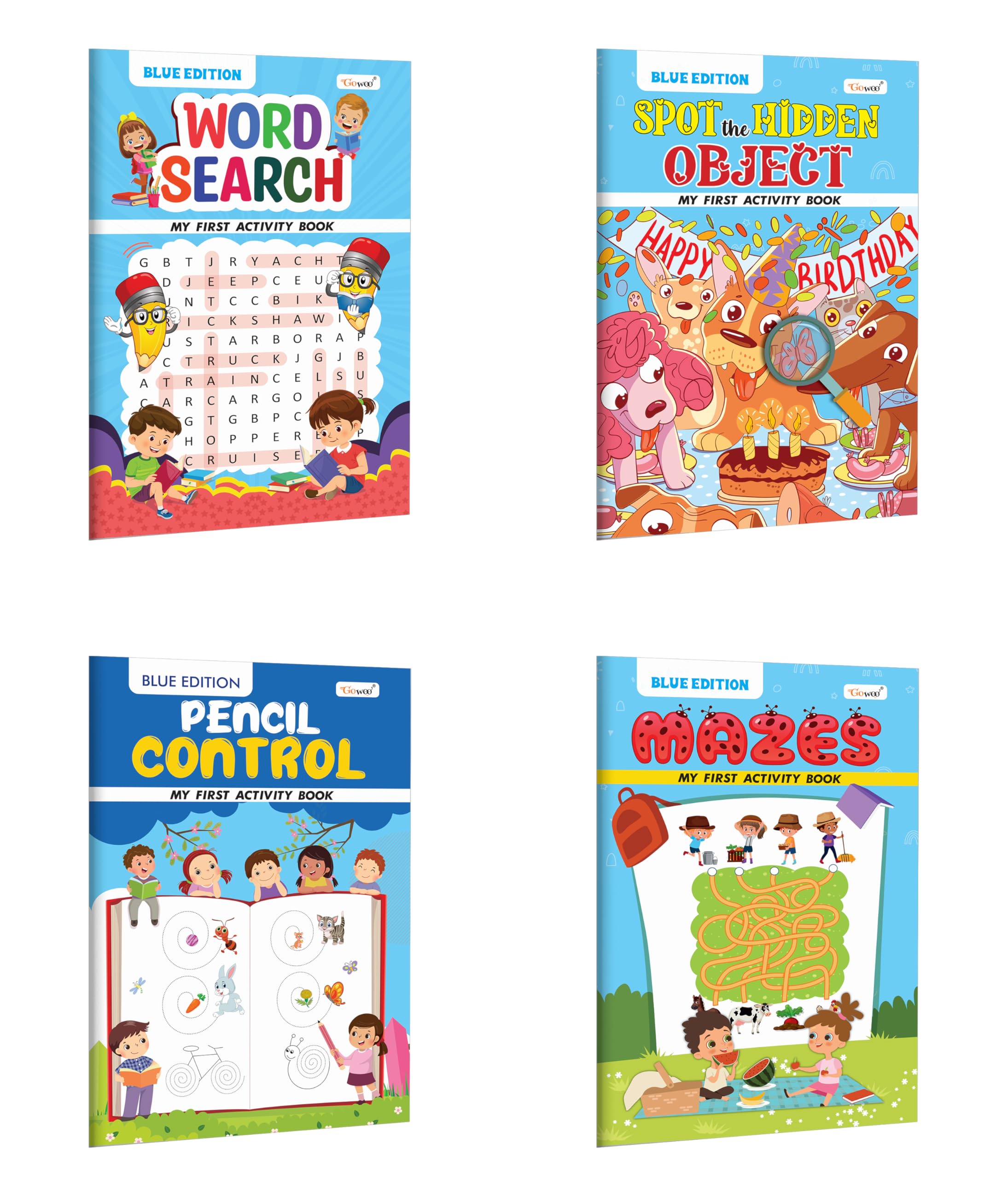 My First Activity Book  Word Search, Mazes, Pencil Control and Spot the Hidden Object  all in Blue Edition : All in one activ