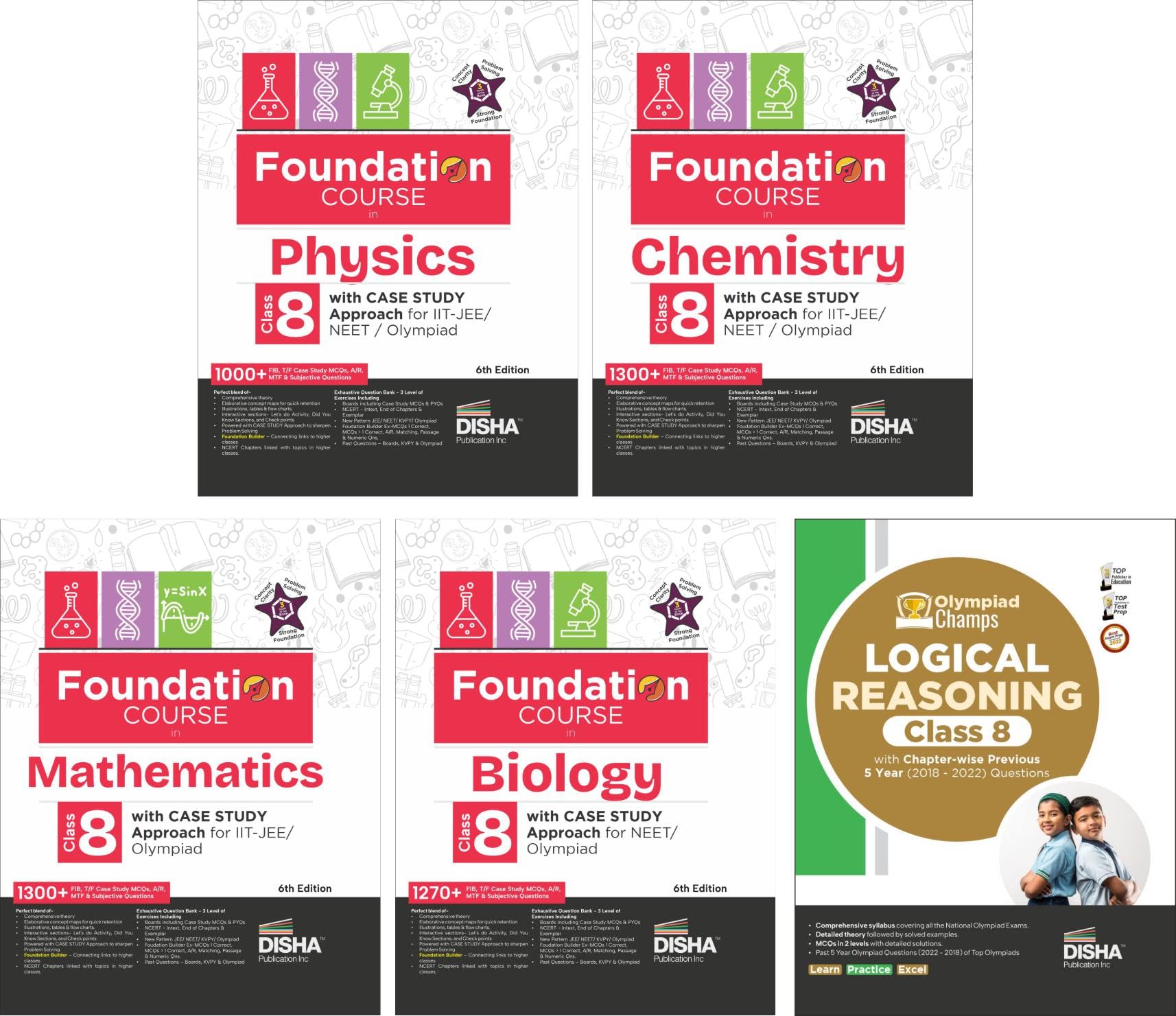 Foundation Course In Class 8 Physics, Chemistry, Mathematics & Biology With Case Study Approach & Mental Ability Book For Iit Je