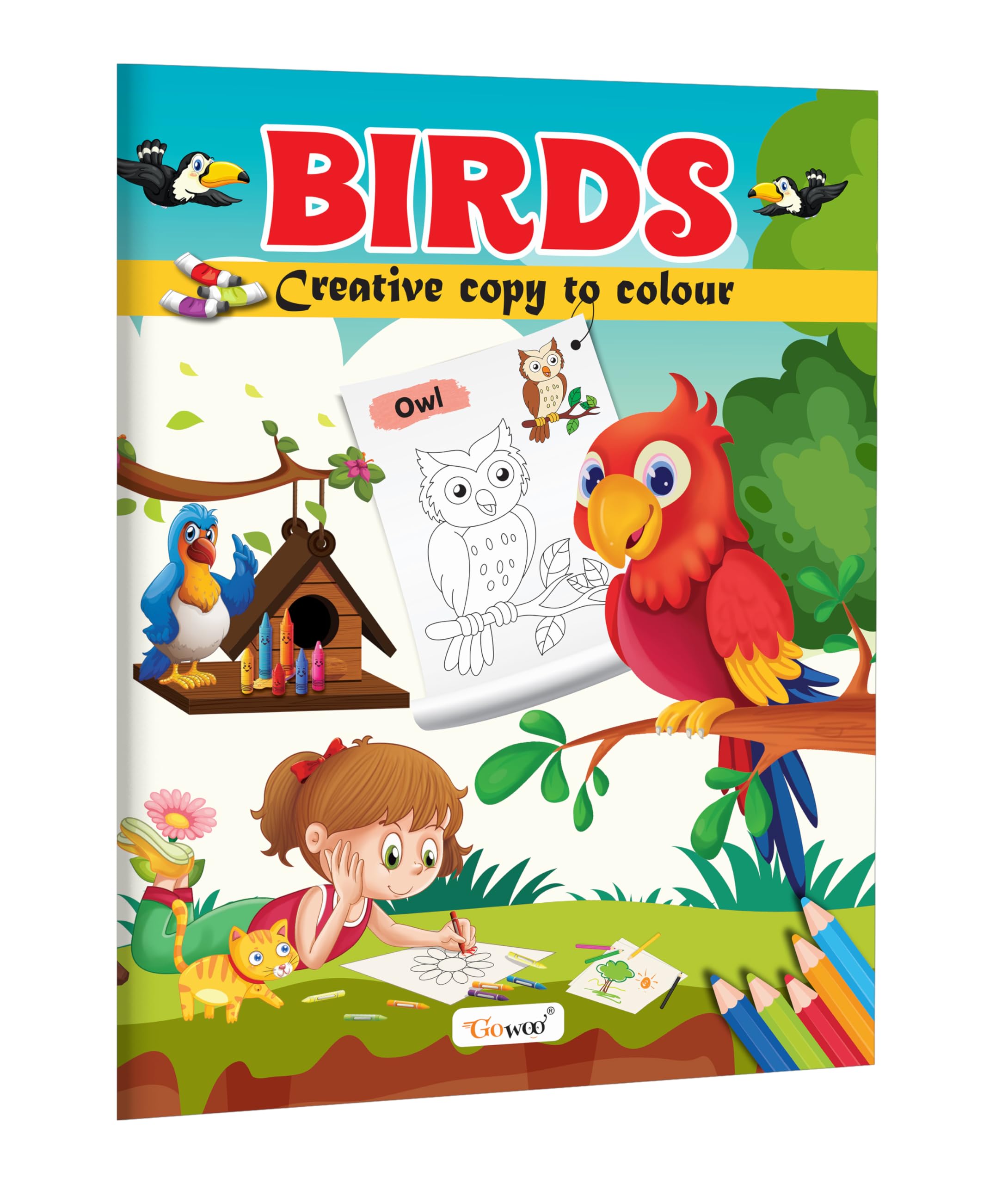 BirdsCreative Copy to Colour : Creative Coloring Book for Kids, Early Learning Coloring Book for Toddlers, Fun Learning and Col