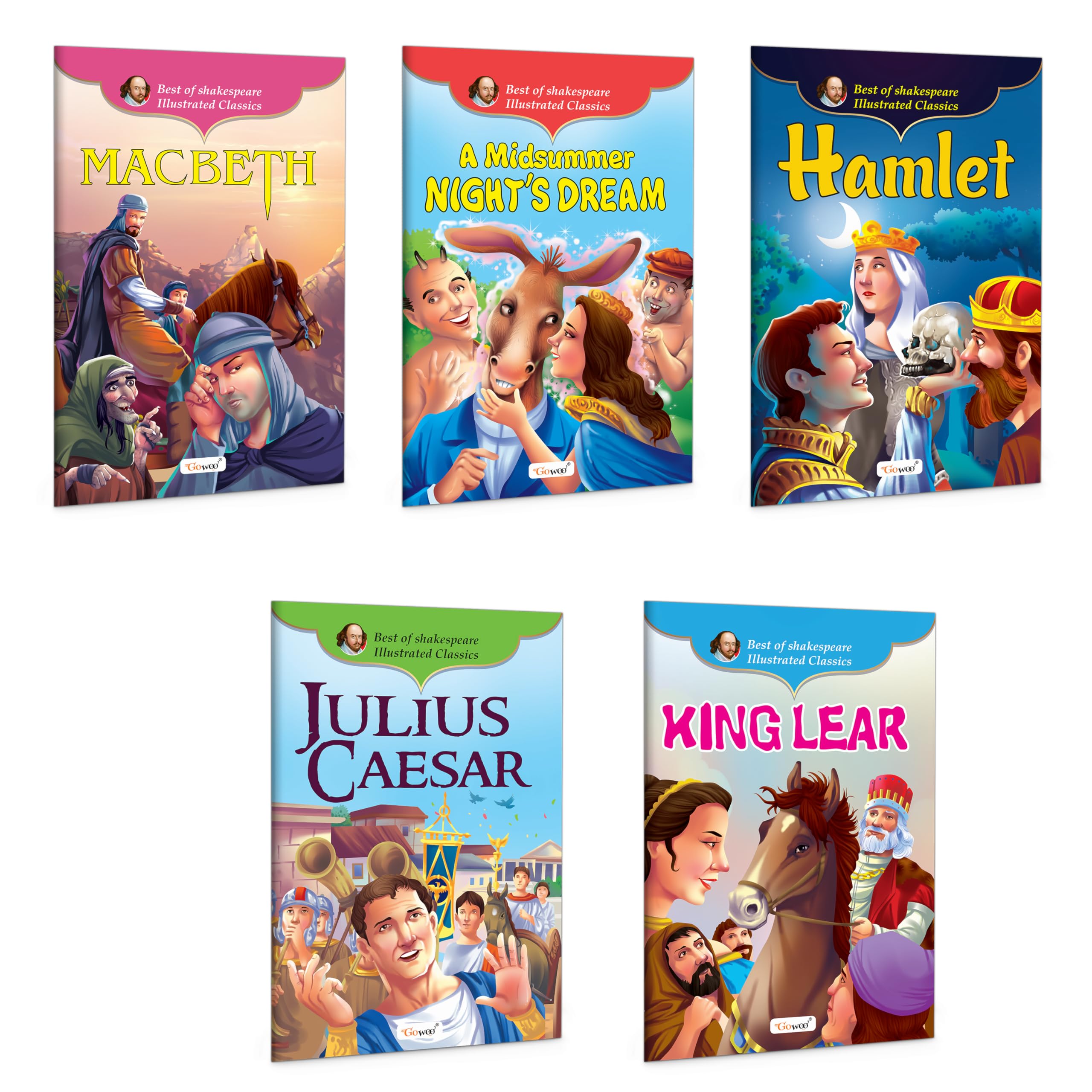 A Midsummer Nights Dream, Hamlet, Julius Caesar, King Lear, and Macbeth (Best of Shakespeare Illustrated Classic) : Kids Learn