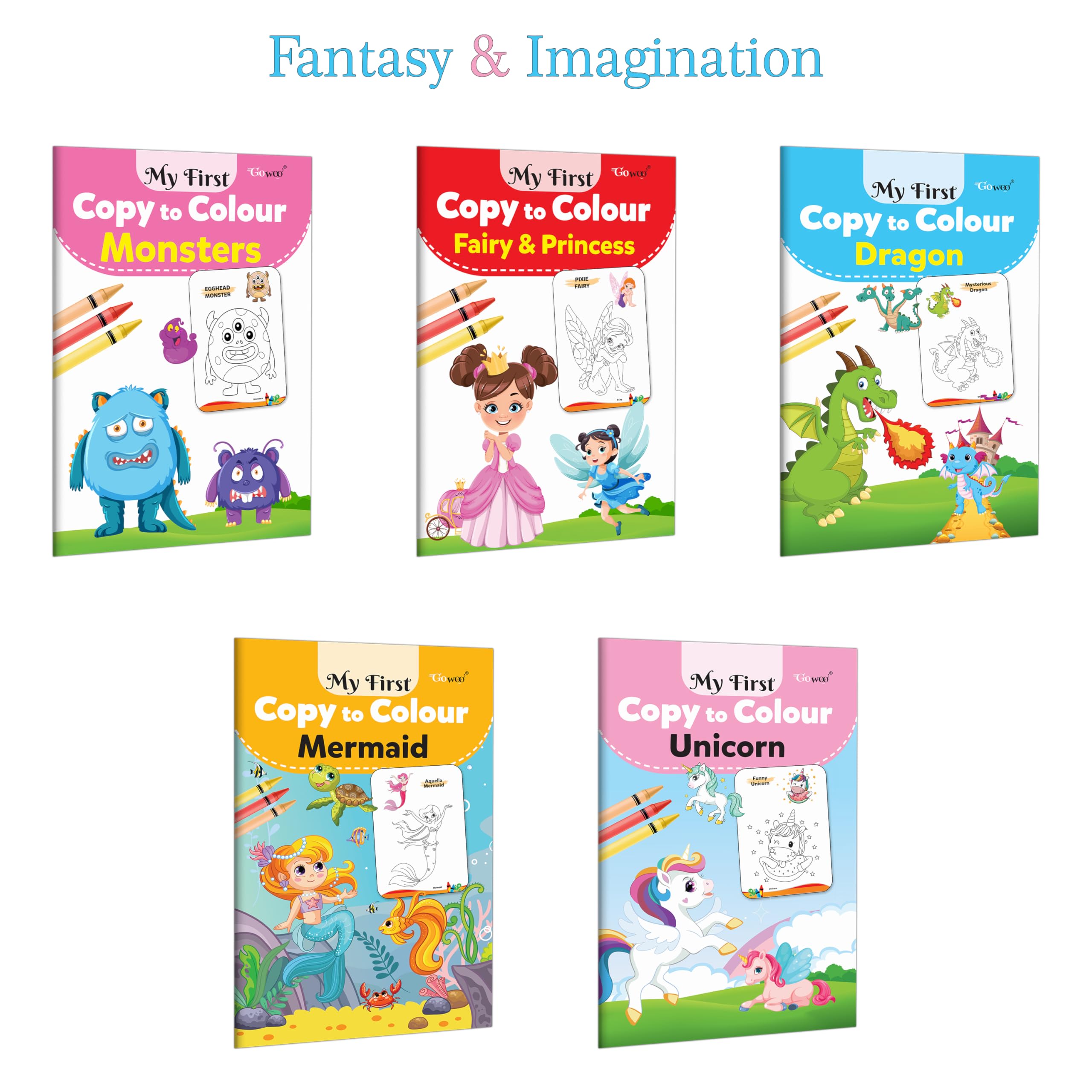 My First Copy to Colour  Monster, Fairy & Princess, Dragon, Mermaid and Unicorn : Fantasy world colouring, Magical characters 