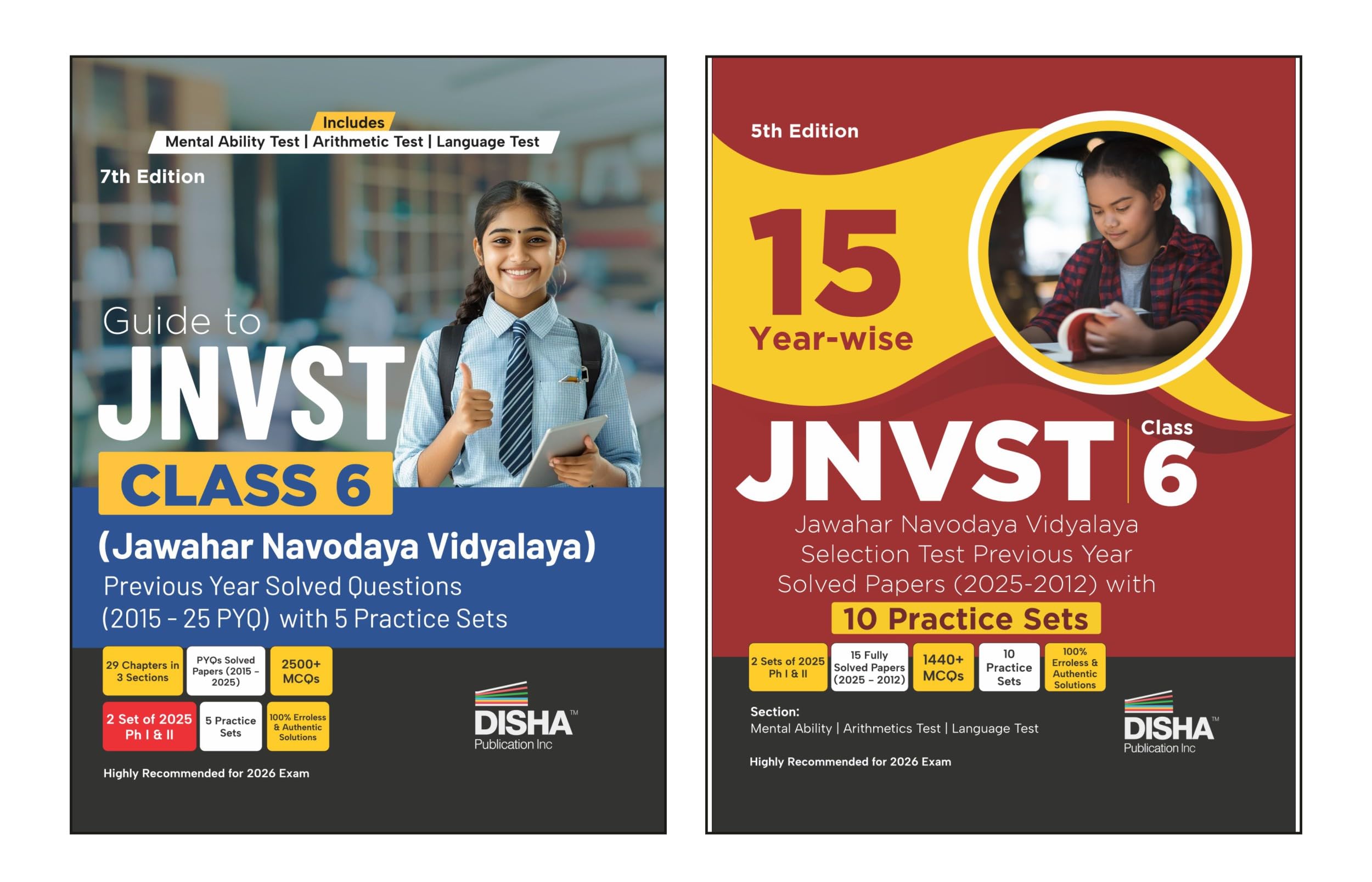 Disha Combo (Set Of 2 Books) Study Package For Jnvst Class 6 Jawahar Navodaya Vidyalaya Selection Test  Guide + Previous Year S