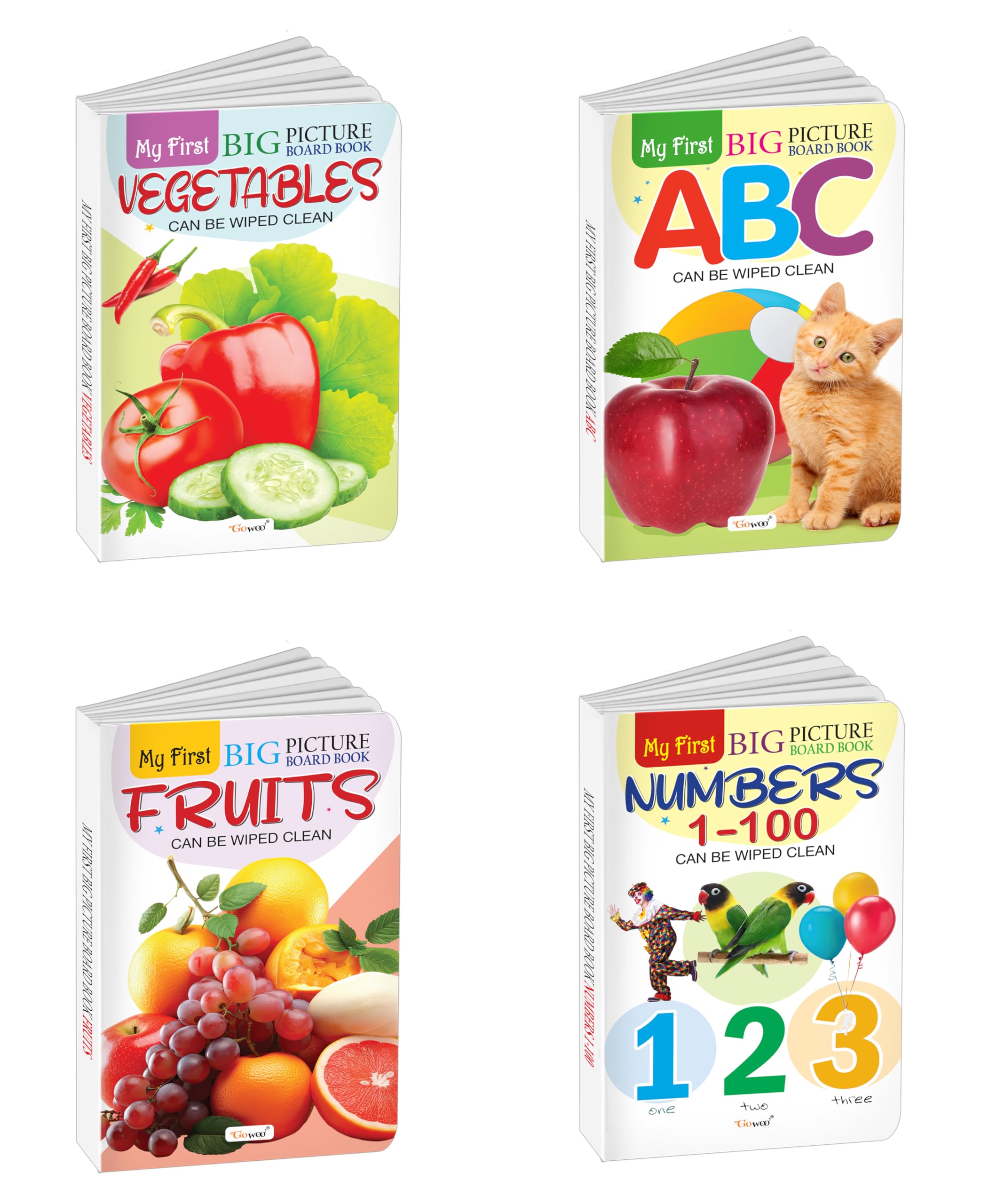 My First Big Picture Board Book ABC, Numbers 1100, Fruits and Vegetables : Educational board books for kids, Fun learning board