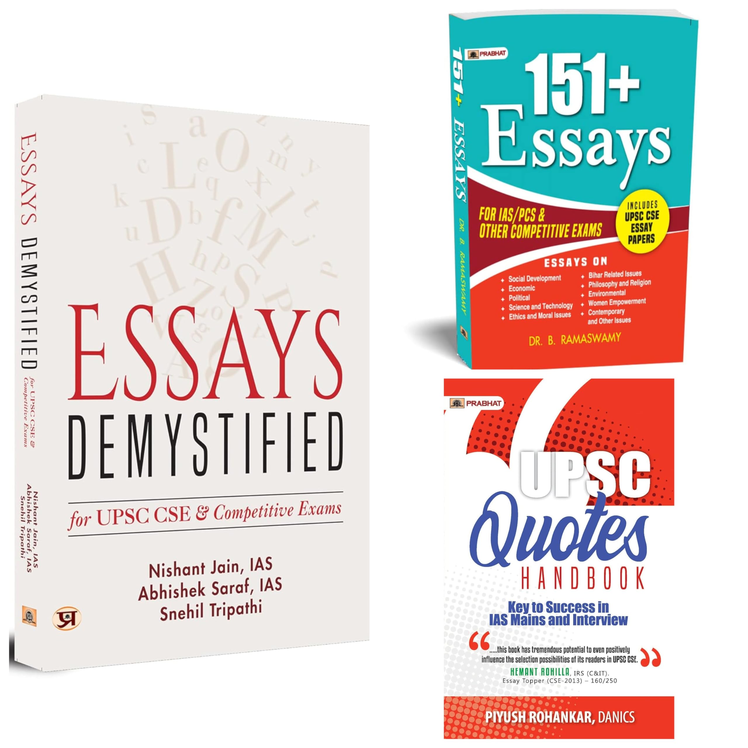 Essays Demystified + 151+ Essays Including UPSC CSE Essay Papers + UPSC Quotes Handbook (Set of 3 Books in English)