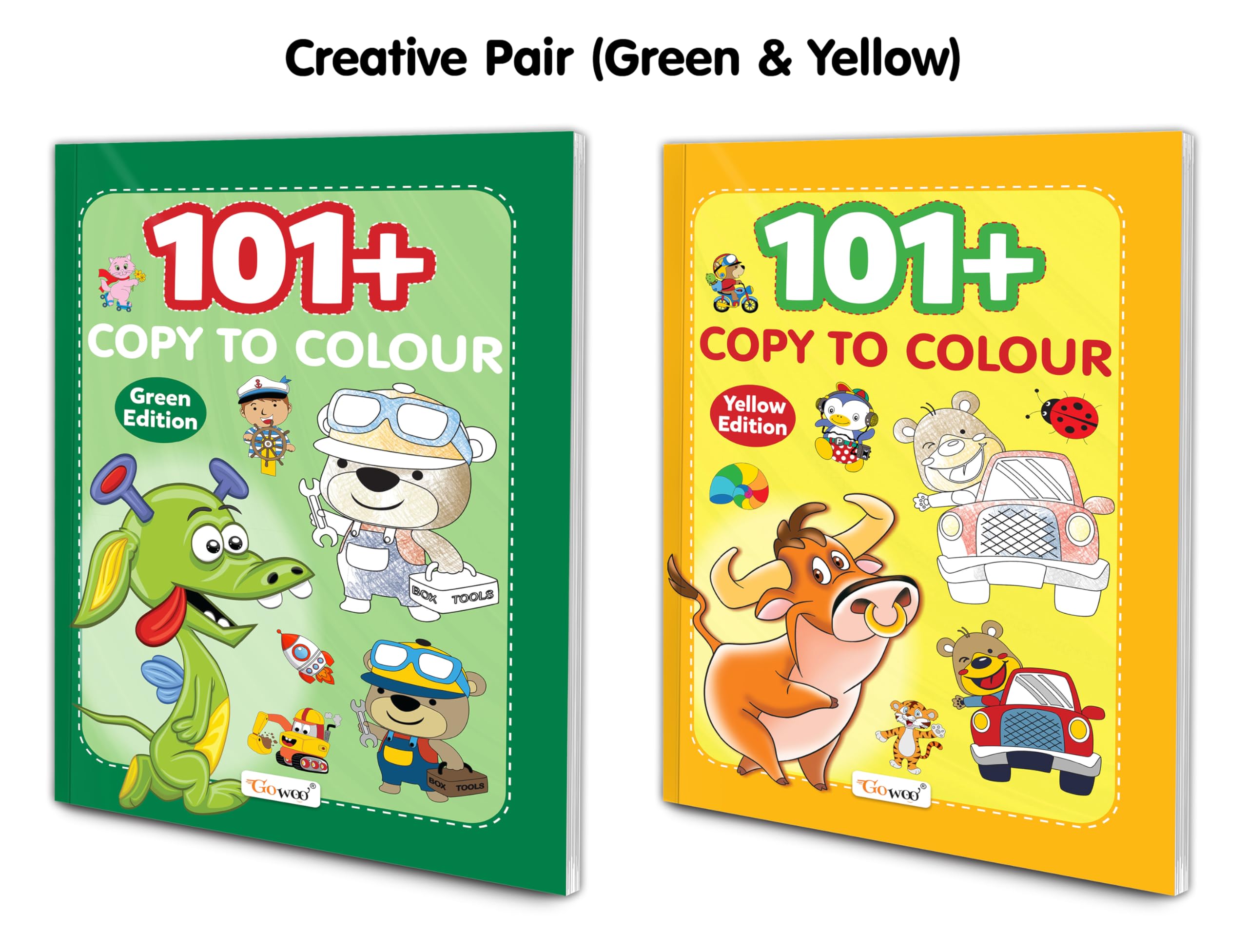 101+ Copy to Colour  Green & Yellow Edition : Engaging Colouring Books for Preschoolers, Creative Colouring Activities for Kid