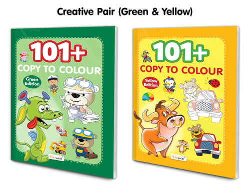 101+ Copy to Colour  Green & Yellow Edition : Engaging Colouring Books for Preschoolers, Creative Colouring Activities for Kid