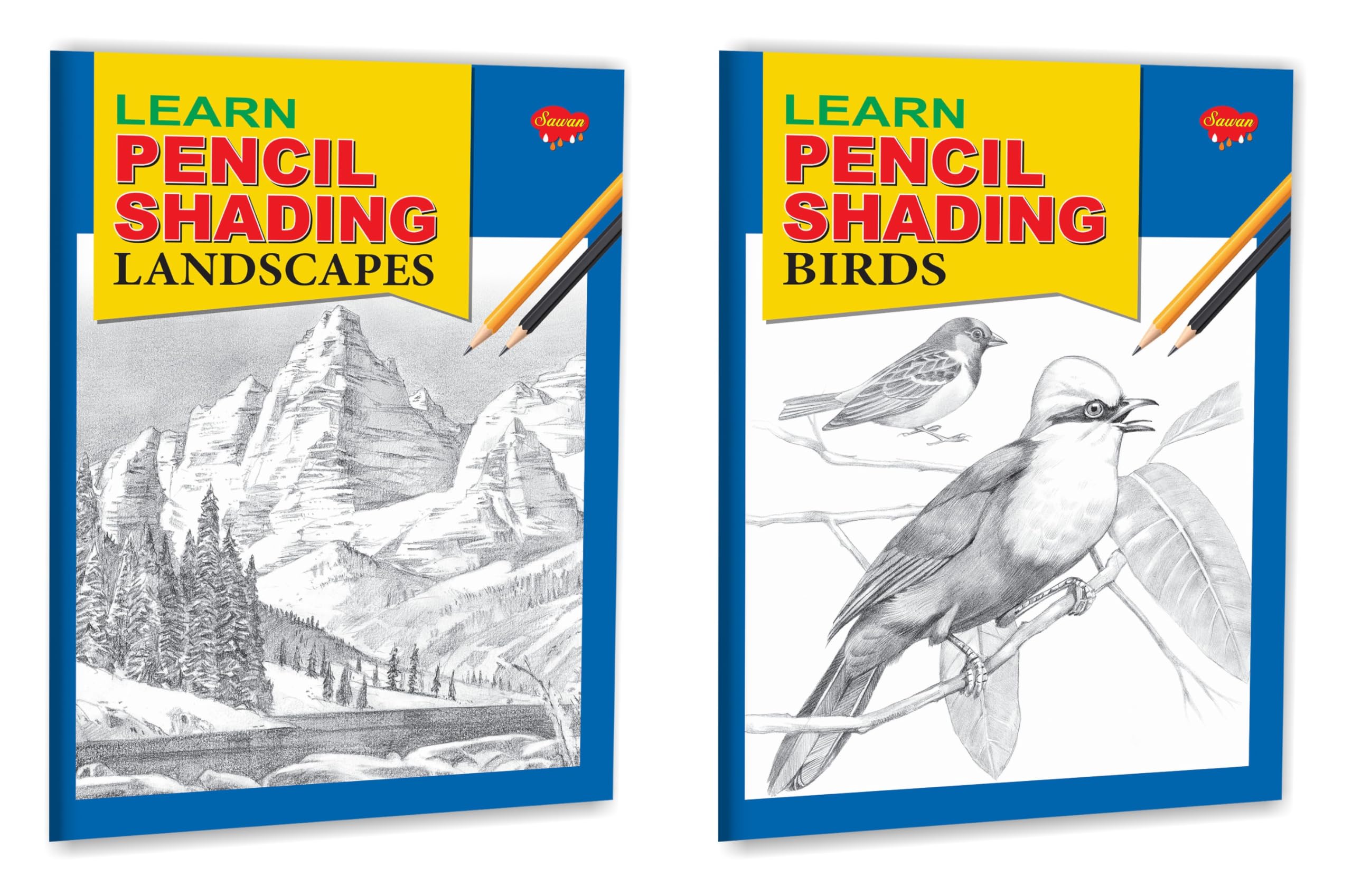 Set Of 2 Books, Learn Pencil Shading Landscapes And Learn Pencil Shading Birds