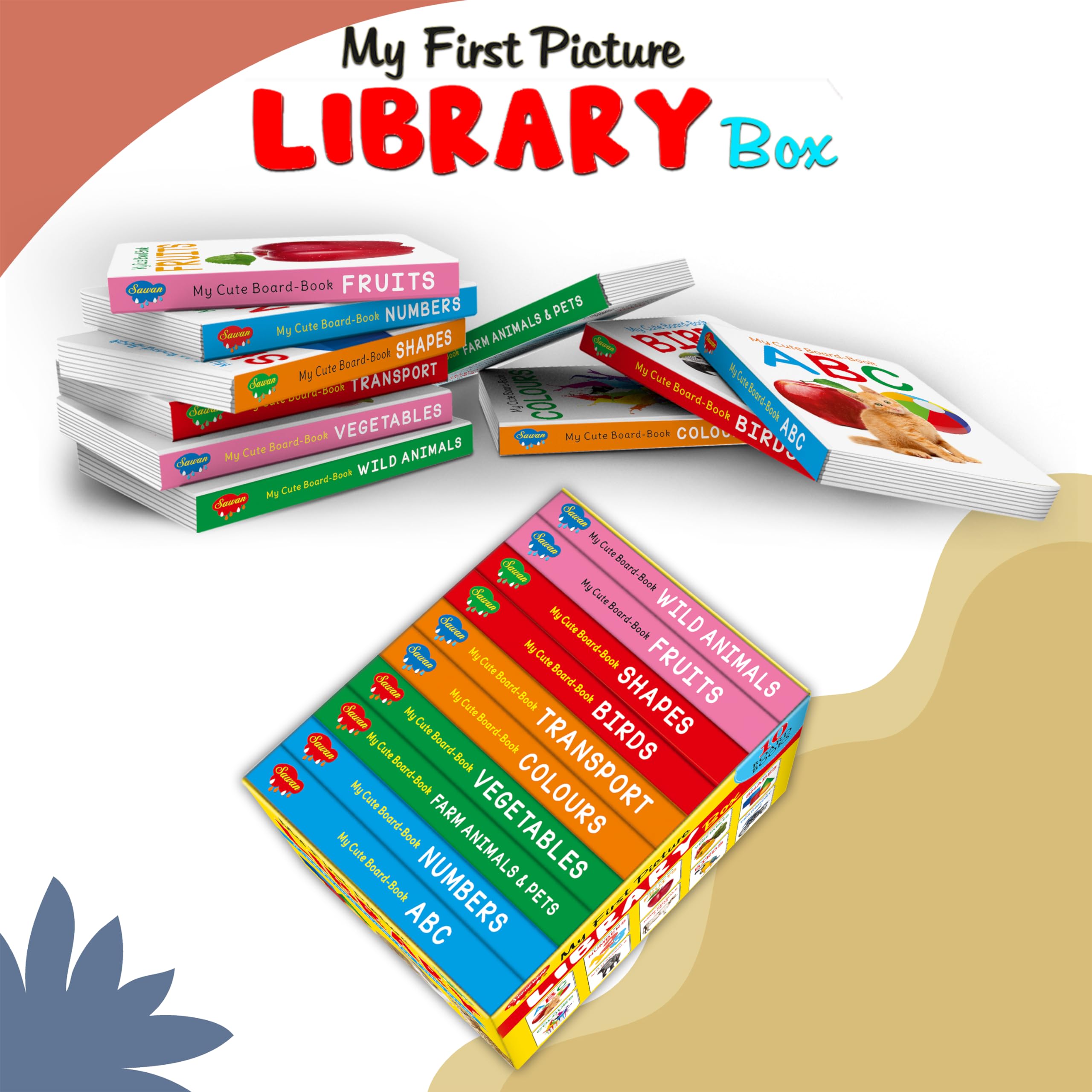 My First Complete Learning Library : Boxset Of Board Books For Children, Toddler board book set, Early learning book set of 10 b