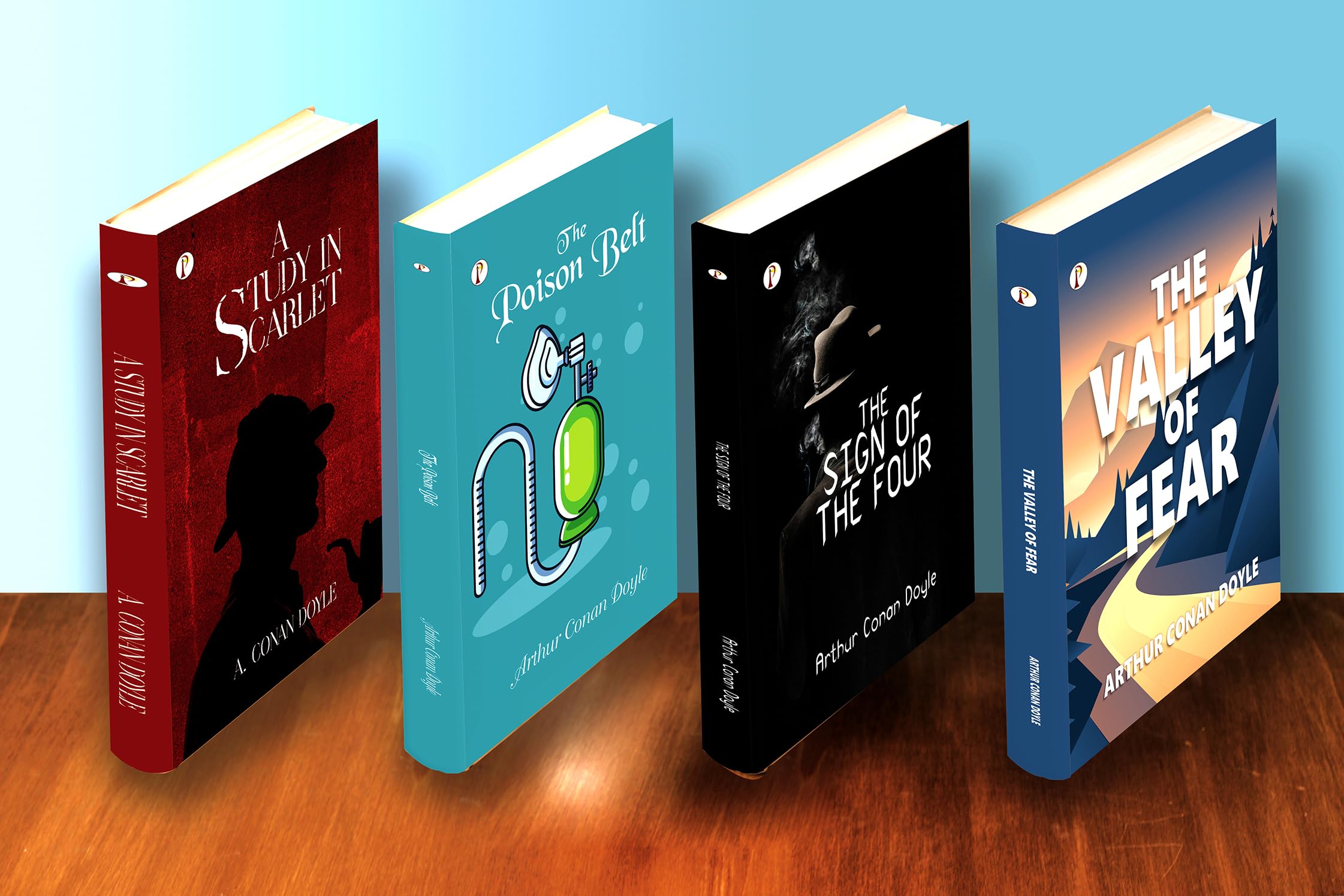 The Poison Belt + The Valley of Fear + The Sign of the Four + A Study in Scarlet Combo Set of 4 Books