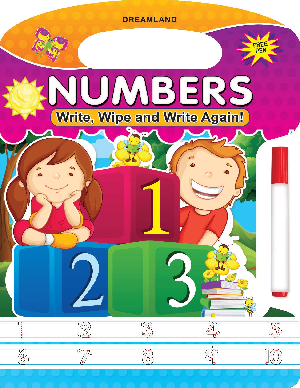 Write and Wipe Numbers Activity Book for Kids Age 24 | Reusable WipeClean Preschool Math Practice with Marker Pen | Early Coun