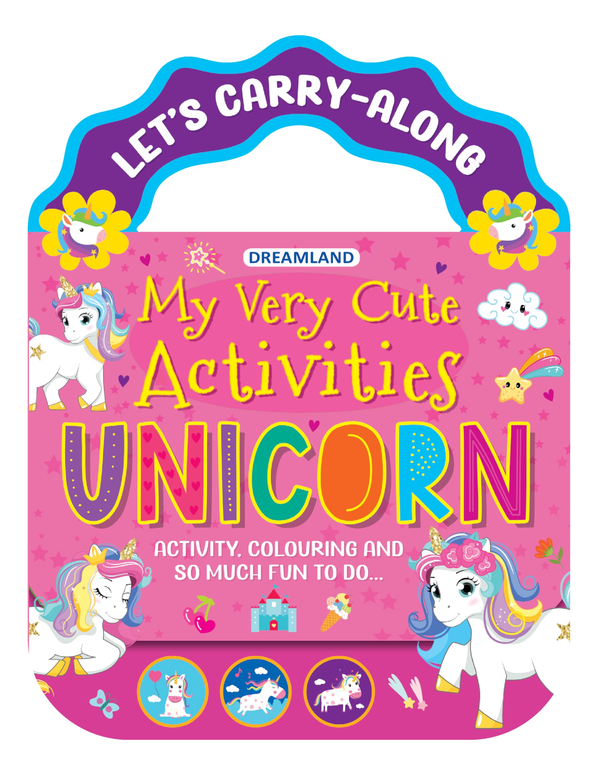 Unicorn  LetS CarryAlong Activity & Colouring Book For Kids Ages 38 (My Very Cute Activities Series) | Fun Colouring, Puzzles