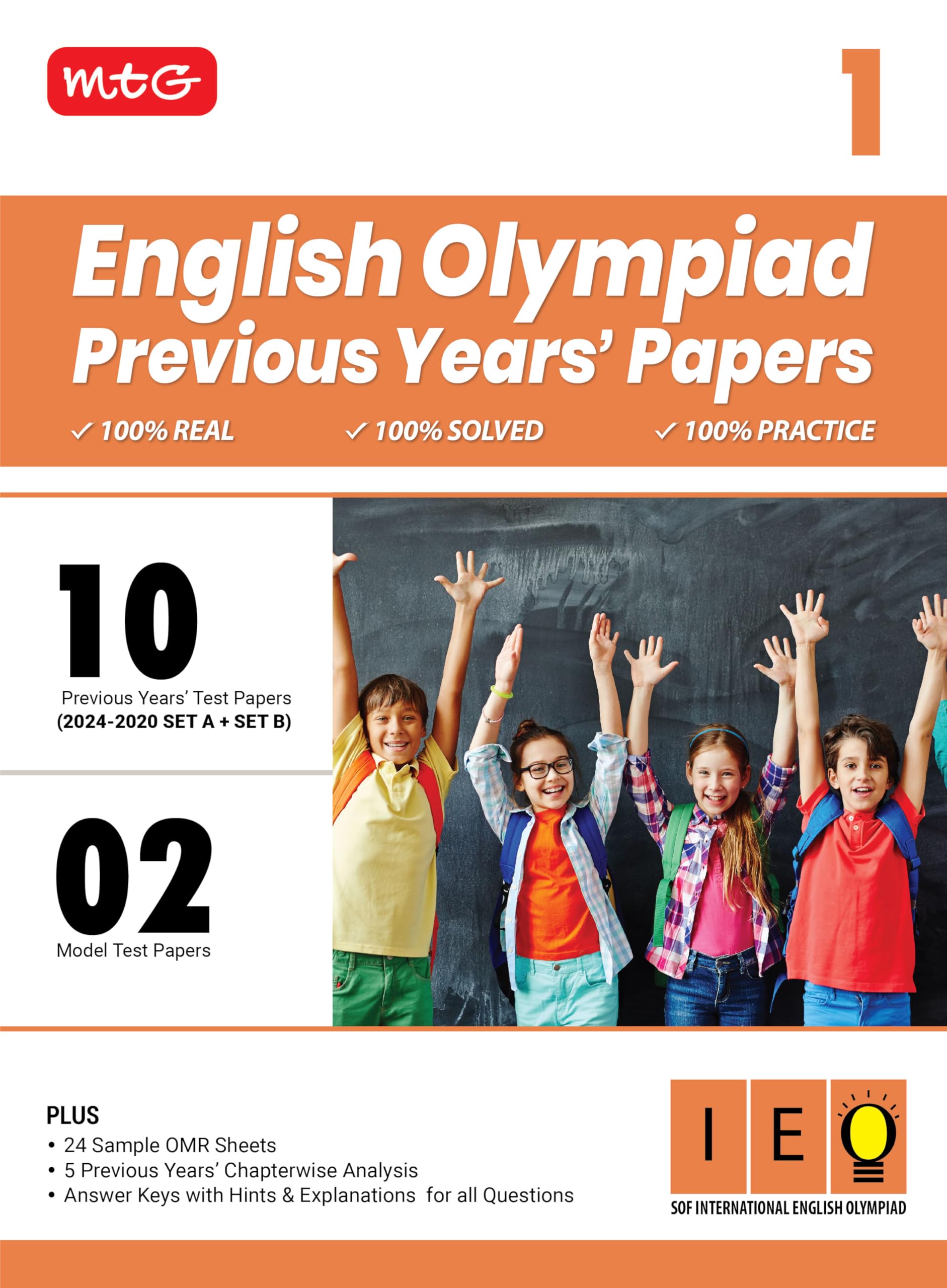 MTG Class1 IEO Olympiad 10 Previous Years Papers English (20242020 Set A & B)  Model Test Papers with 24 Sample OMR Sheets & 