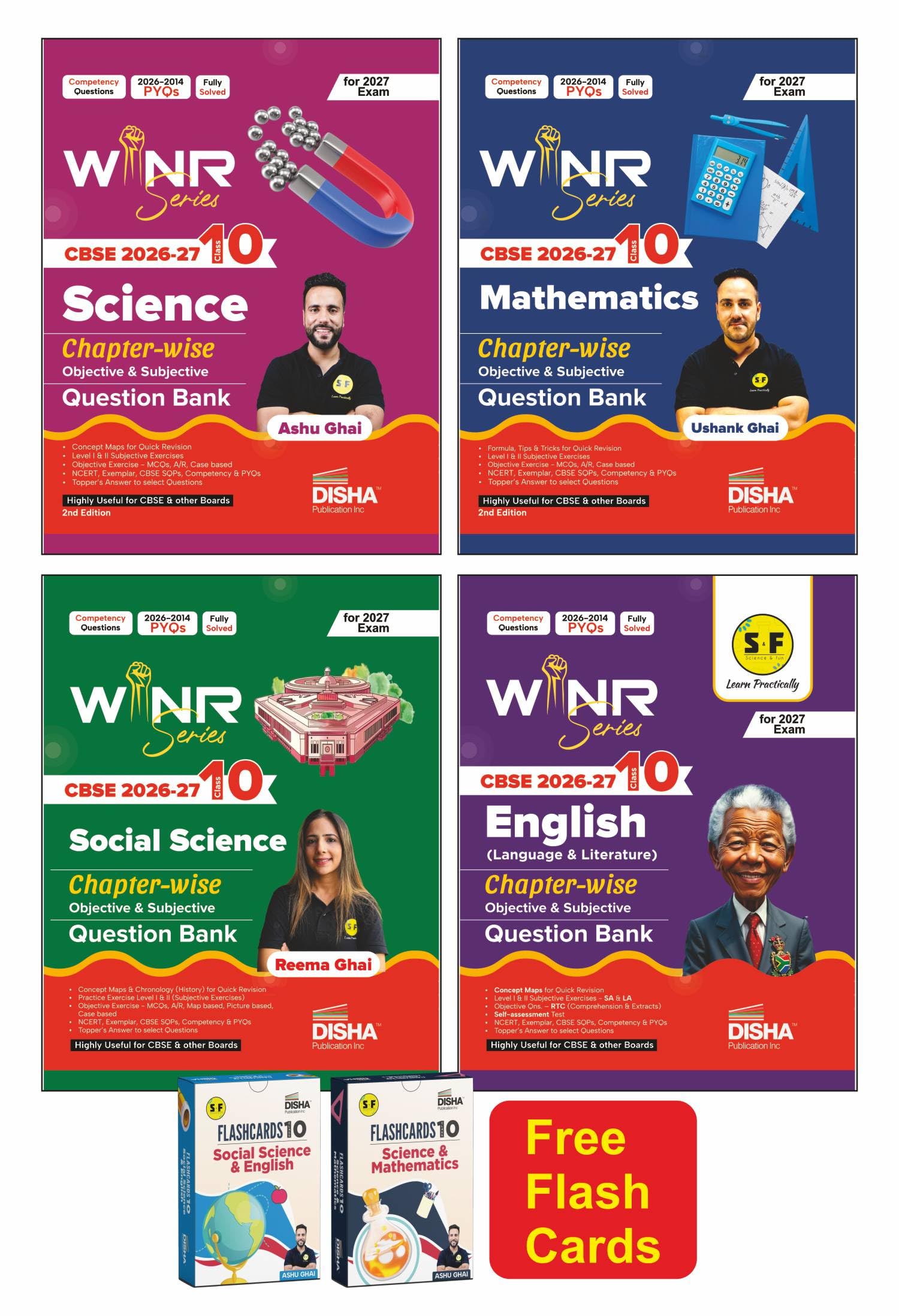 Combo (4 Books) WINR Series CBSE 202627 Class 10 Science, Mathematics, Social Science & English Lang. & Lit. Chapterwise Objec
