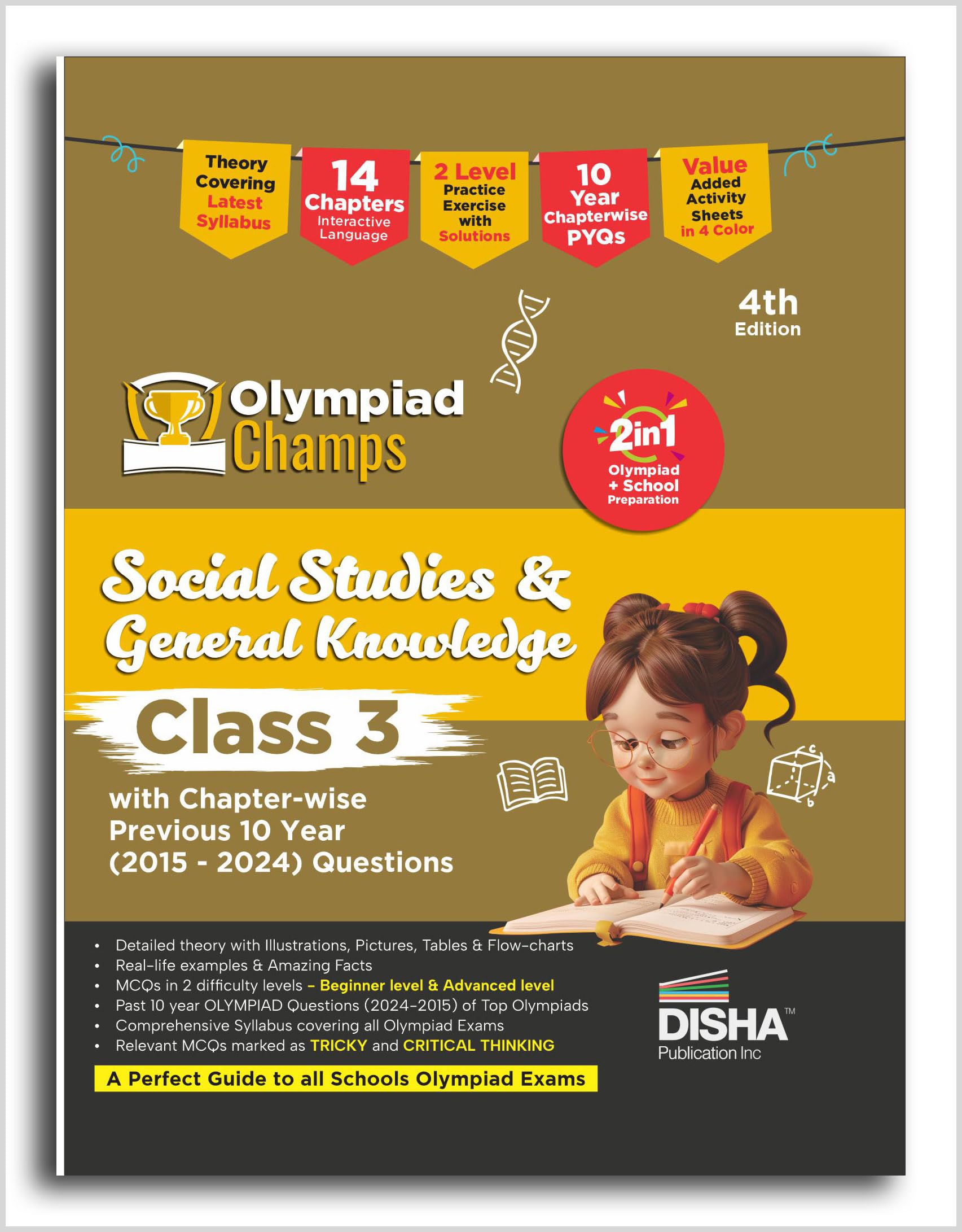 Old Edition  Disha Olympiad Champs Social Studies & General Knowledge Class 3 With ChapterWise Previous 10 Year (2015  2024) 