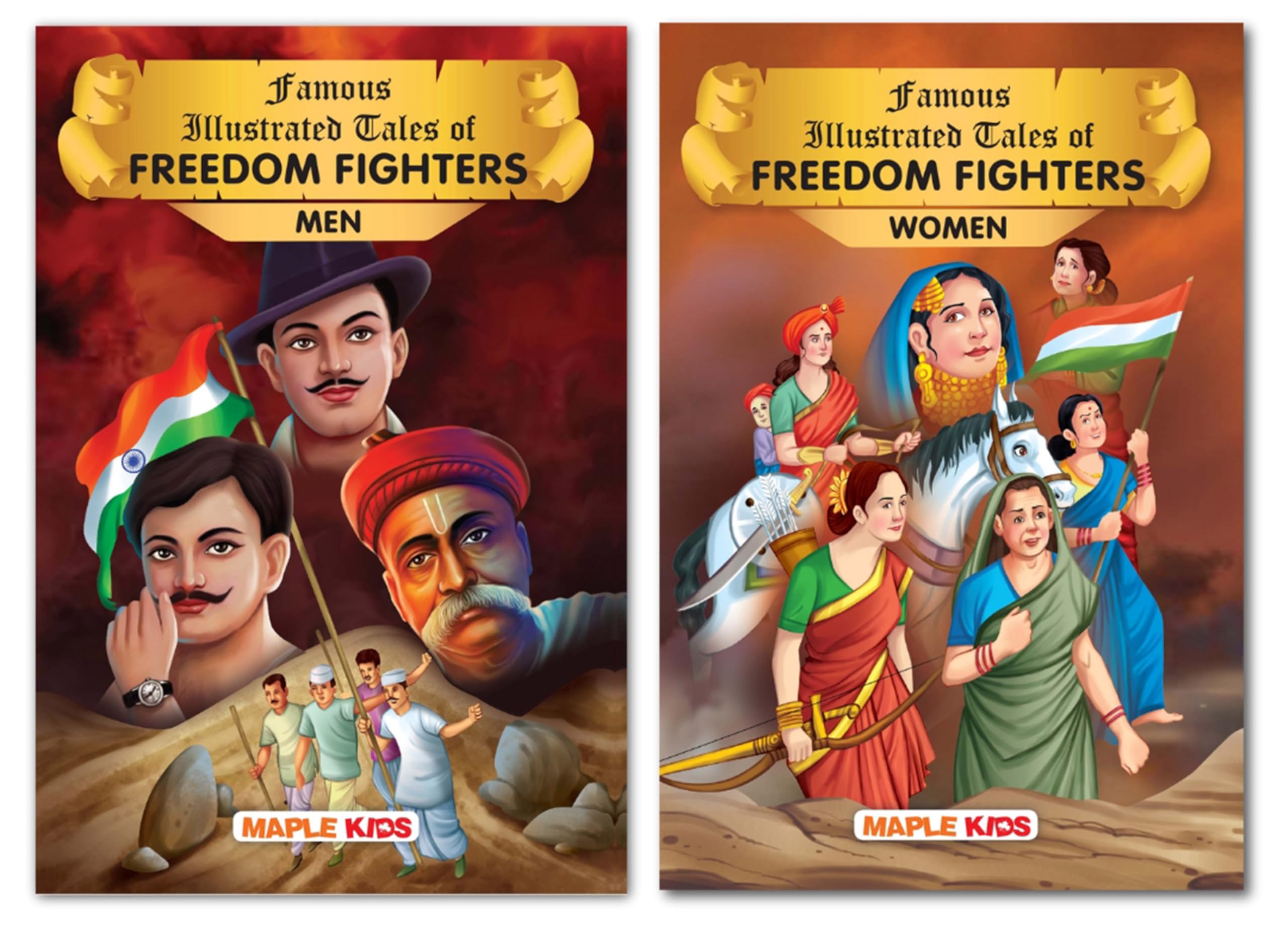 Indian Freedom Fighters (Illustrated) (Set of 2 Books)  Story Book for Kids  Biographies for Children  Gandhi, Nehru, Bhagat 