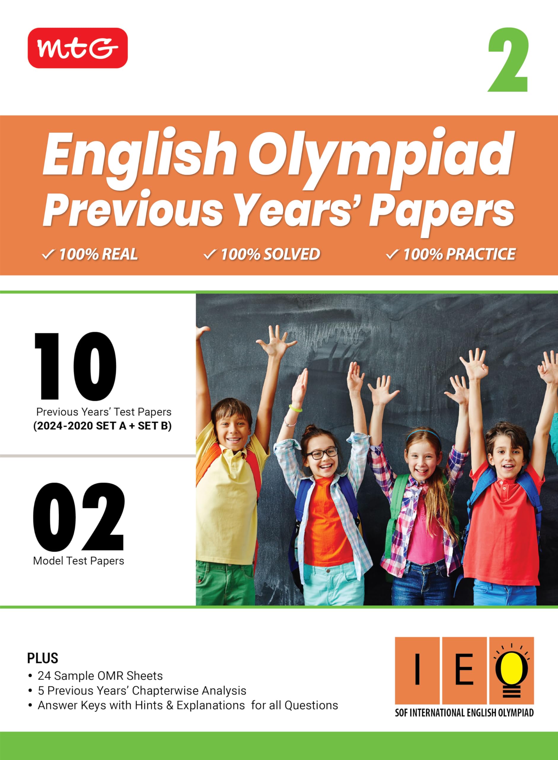MTG Class2 IEO Olympiad 10 Previous Years Papers English (20242020 Set A & B)  Model Test Papers with 24 Sample OMR Sheets & 