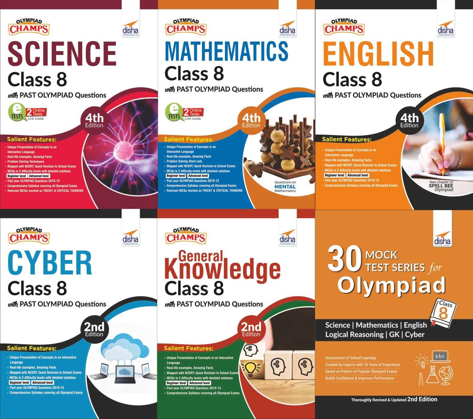 Olympiad Champs Science, Mathematics, English, Cyber & Gk Class 8 With 30 Mock Tests (Set Of 6 Books) 2Nd Edition