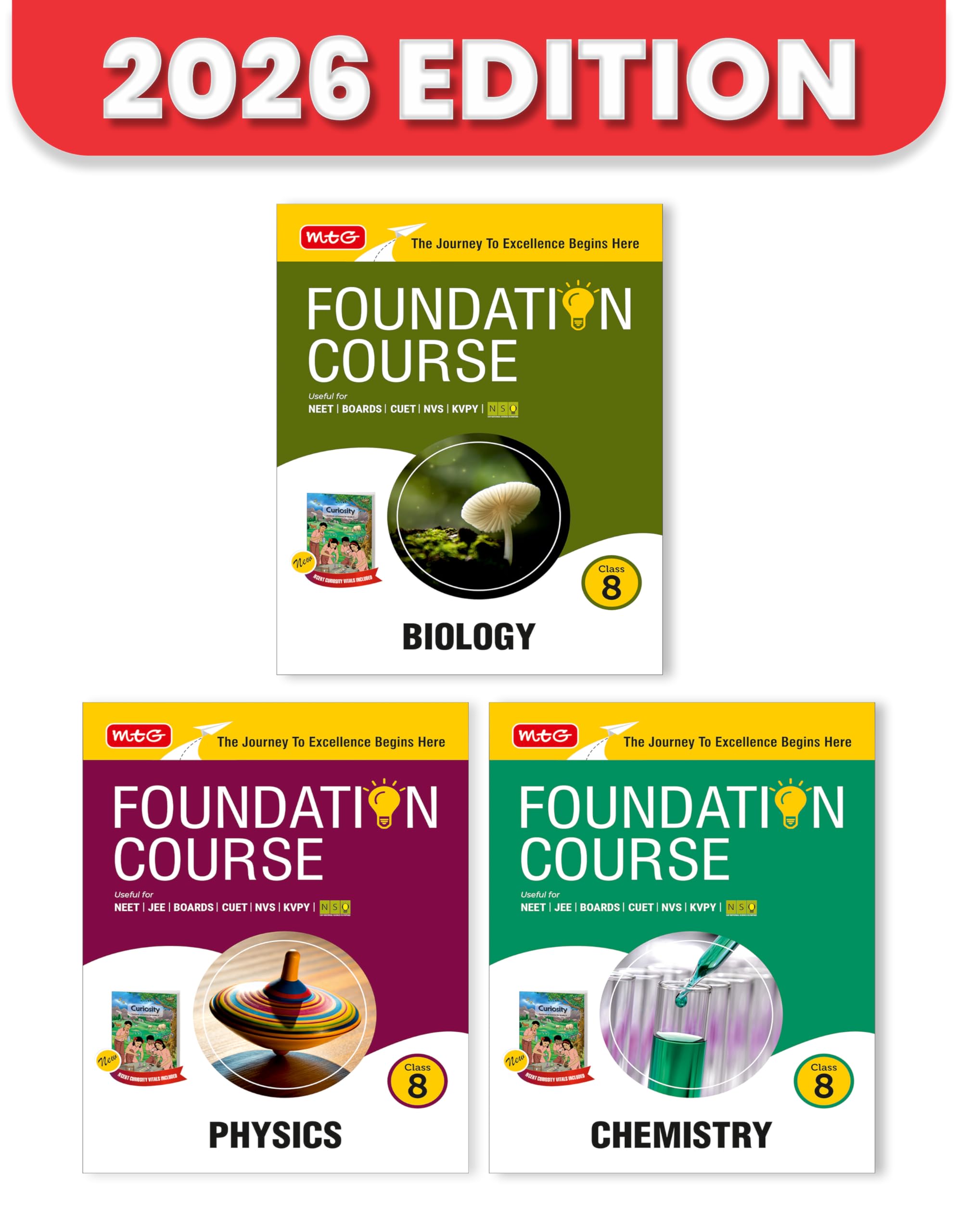 MTG Foundation Course Class 8 Physics, Chemistry & Biology (Set of 3 Books) For NEET, CUET & Boards Exams (Edition 20262027)